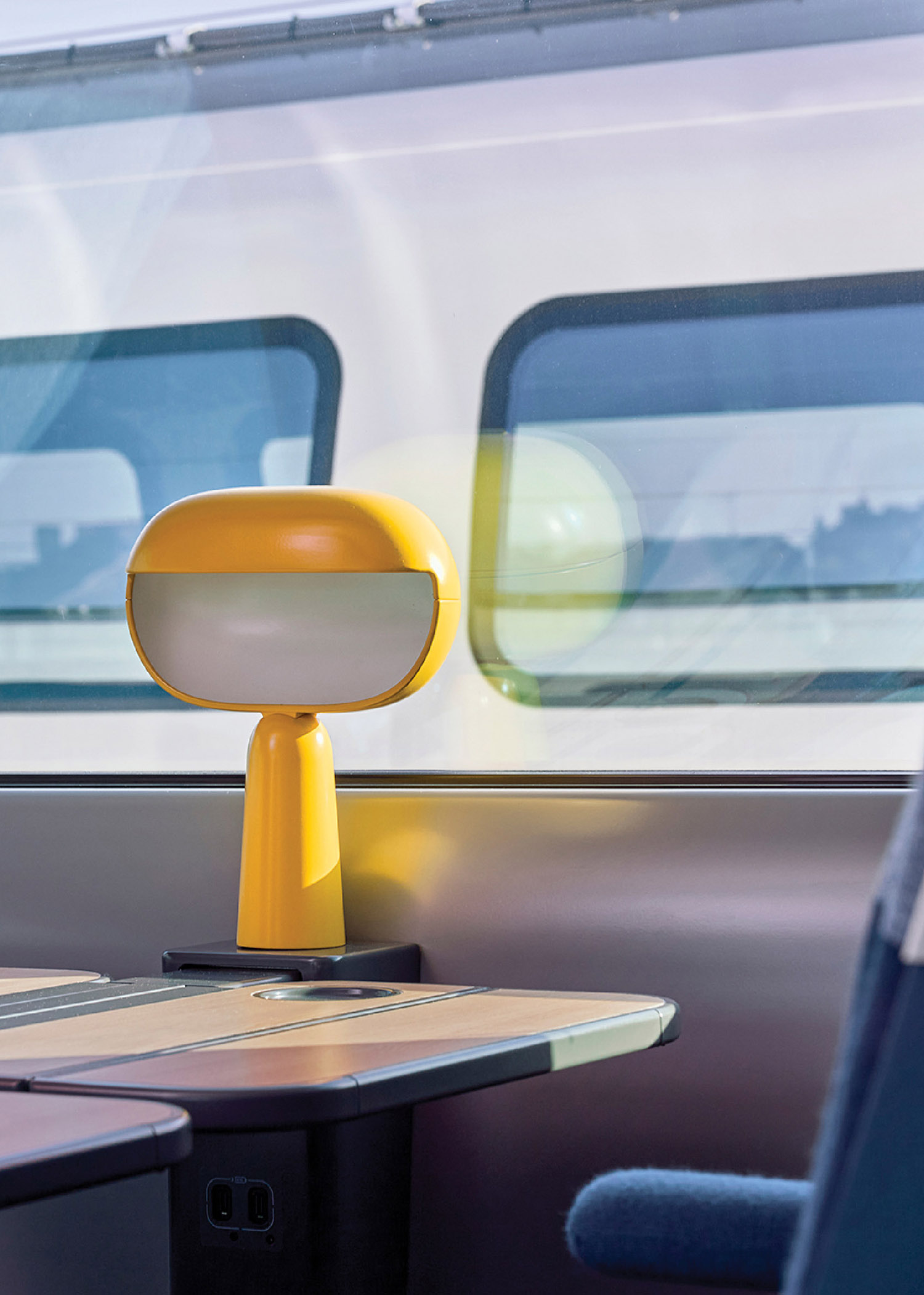 A yellow table lamp.