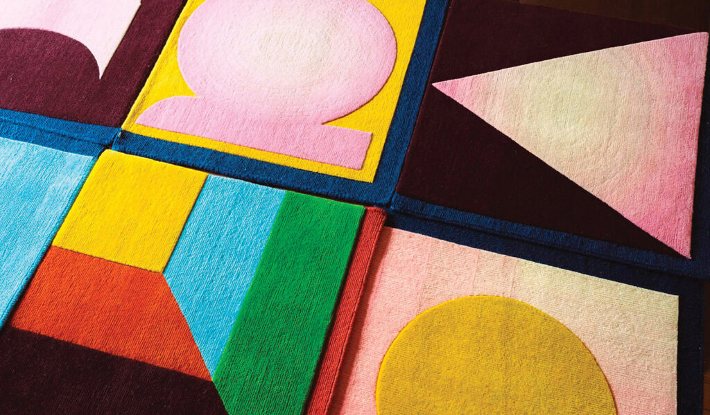 A painting of a colorful geometric pattern.