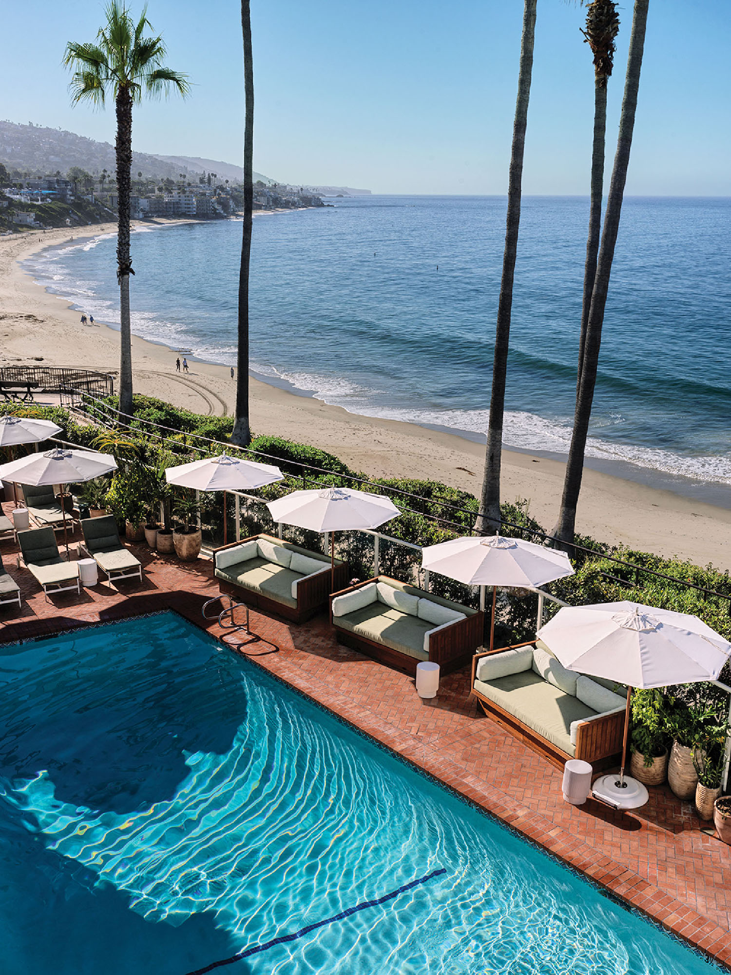 A pool with a view of the ocean.