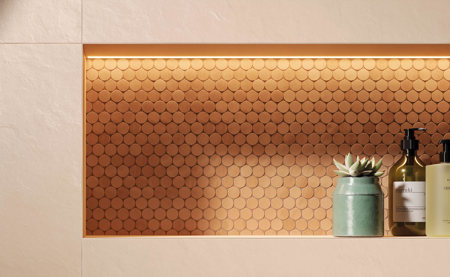 orange tile in a bathroom