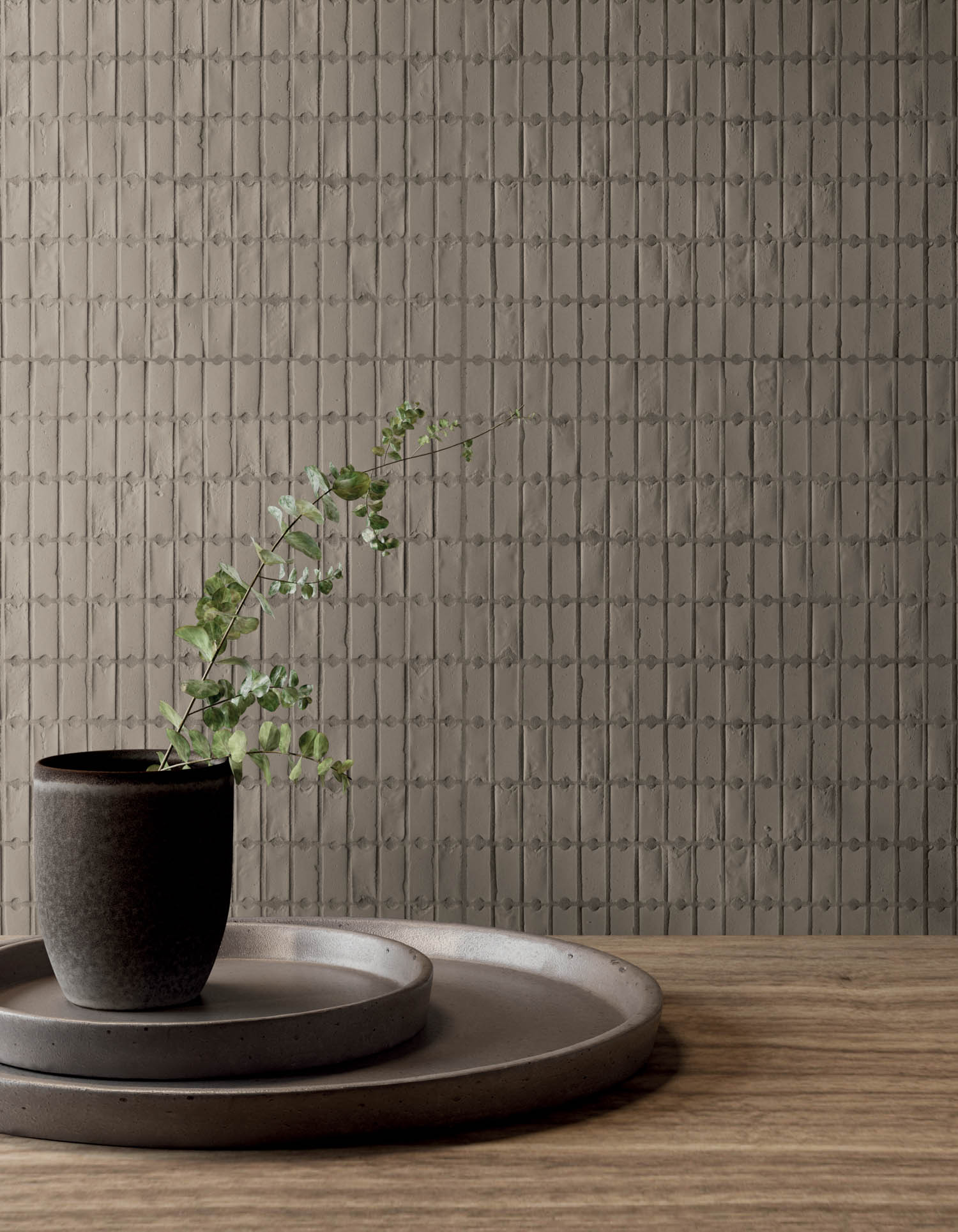 gray tile near a potted plant