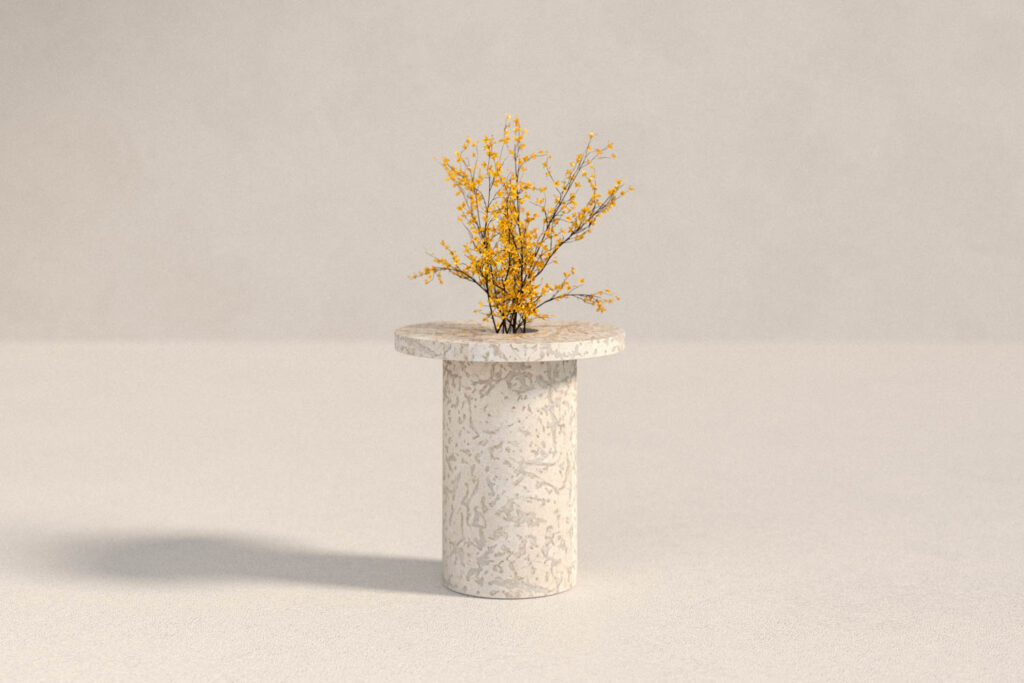side table with flowers at center