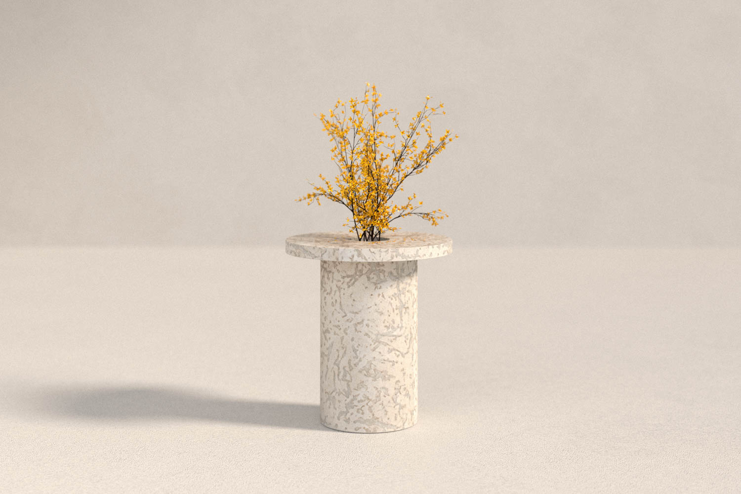 side table with flowers at center
