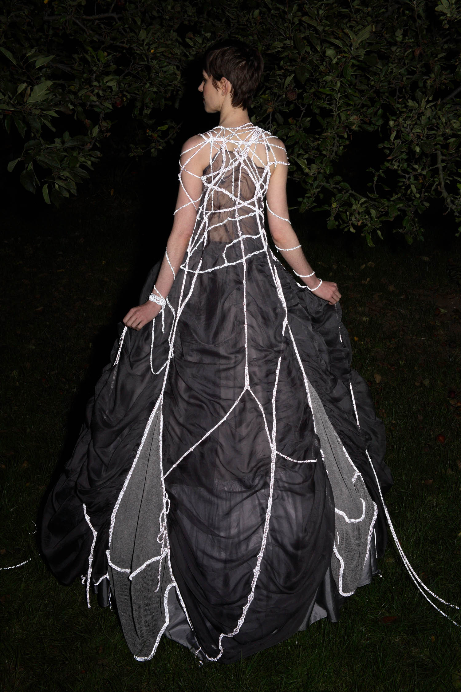 black dress with multiple white veins