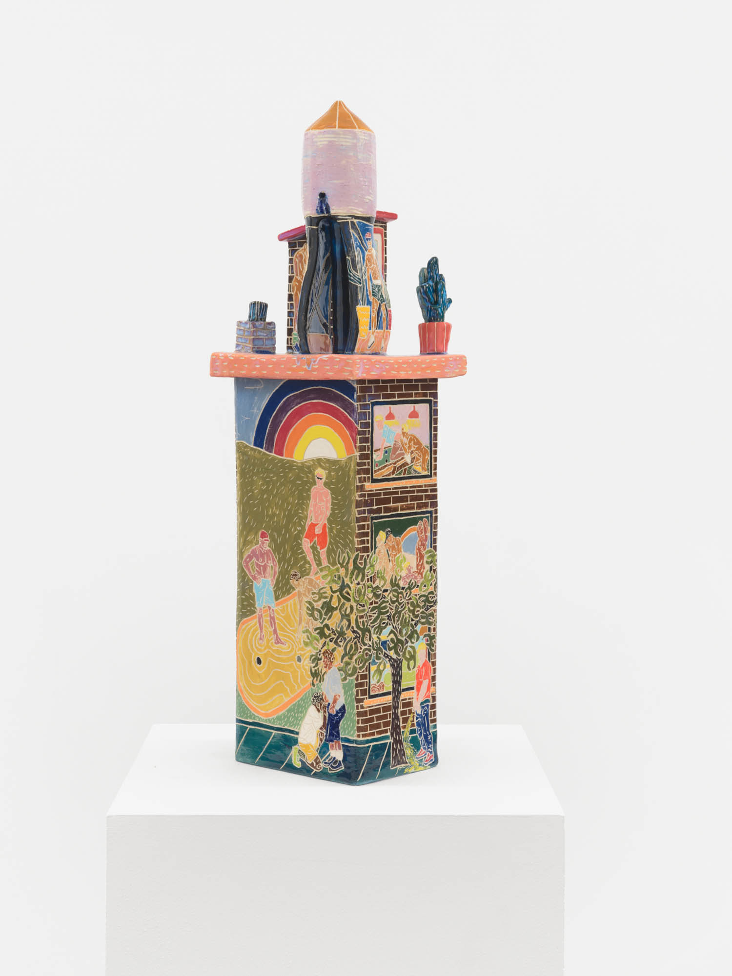 ceramic and glass building with things on top