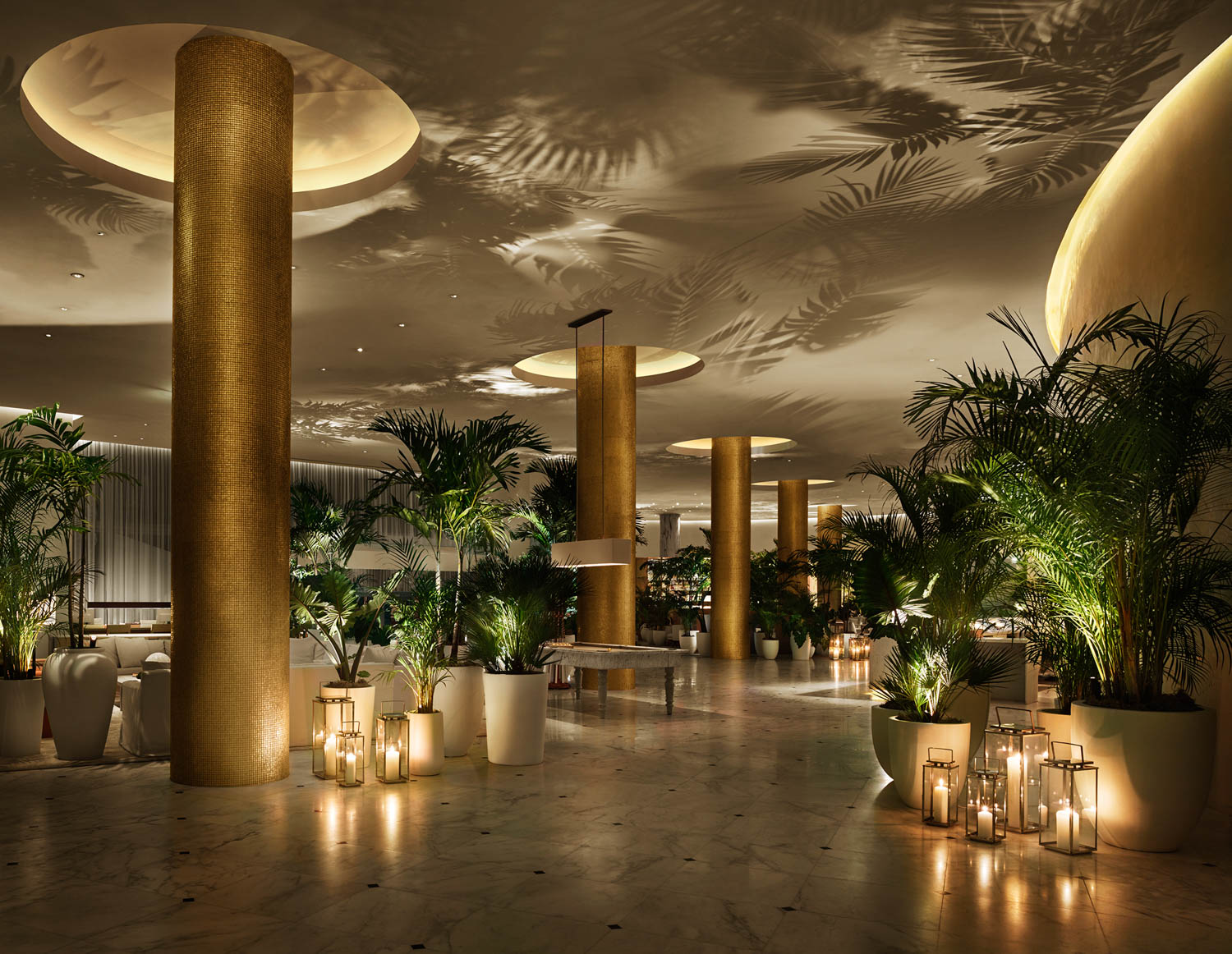 dark and moody interior space with ambient lighting