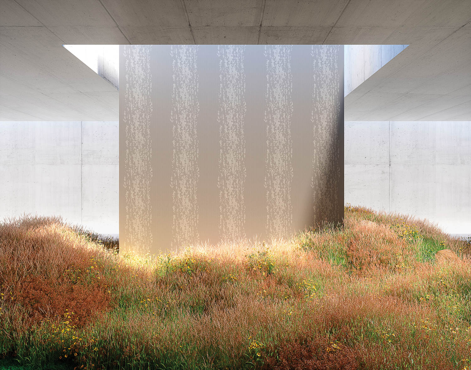 rendering with wallpaper amidst a field
