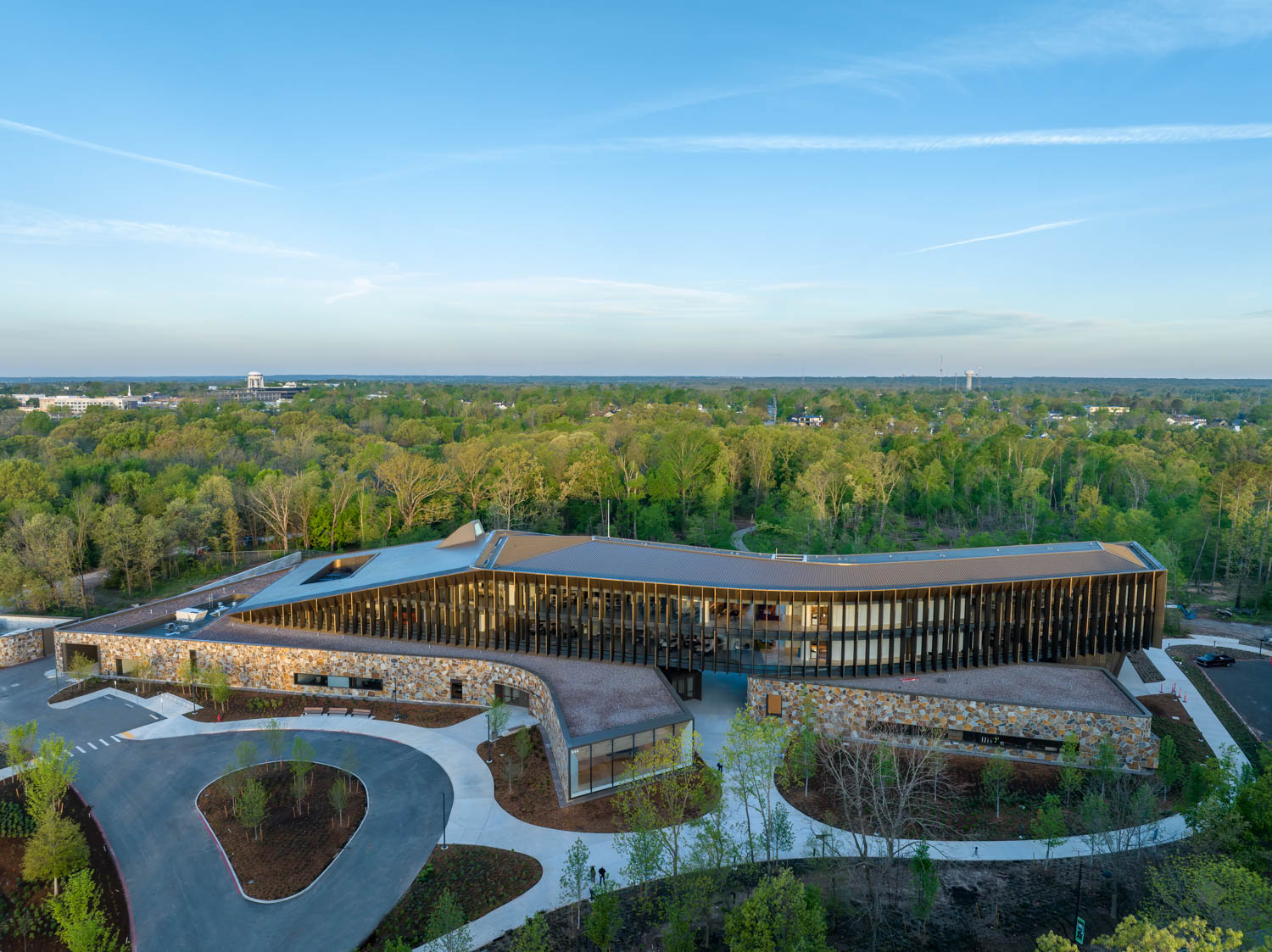 aerial view of the building