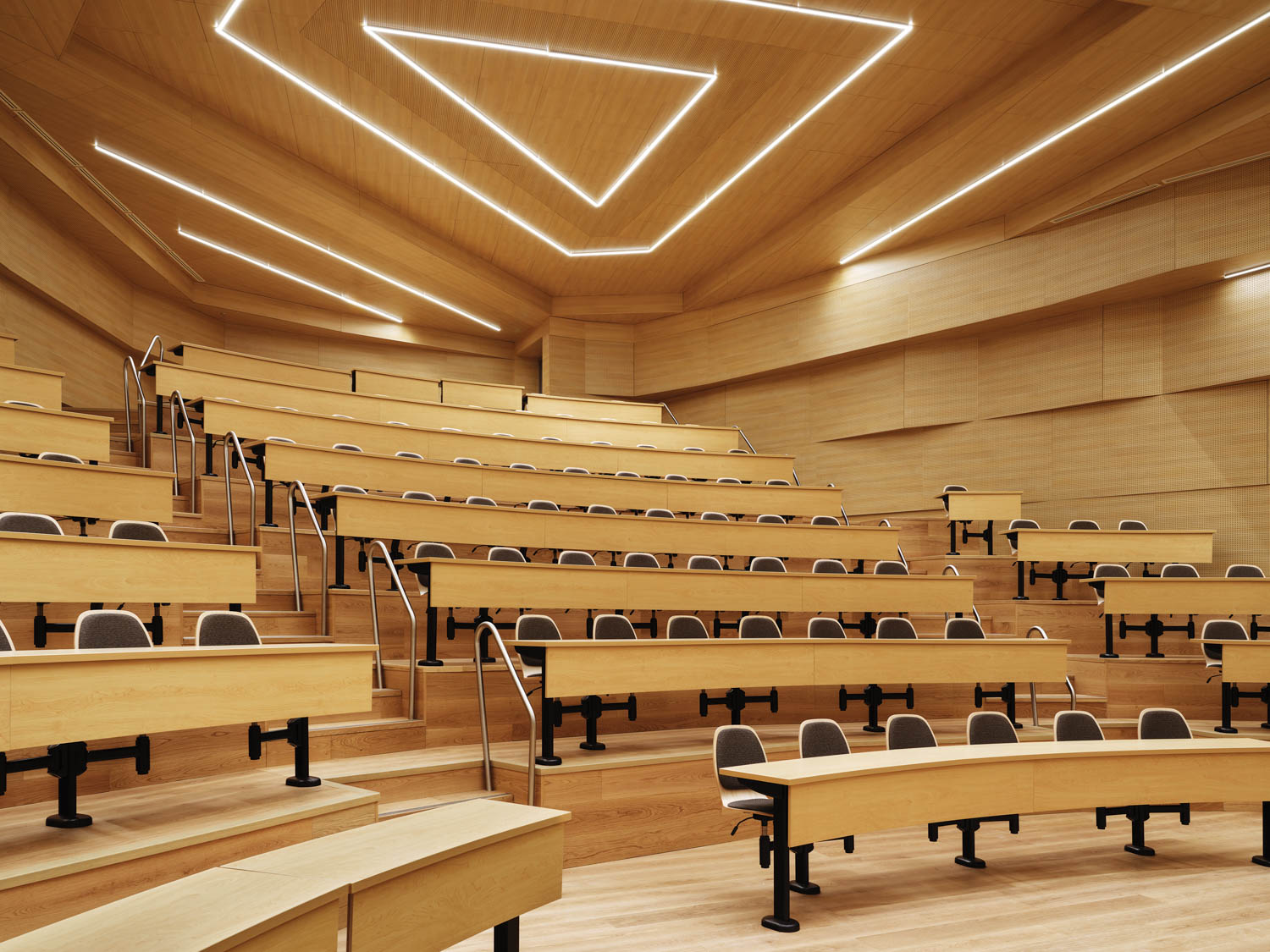 all wood room with elevated benches