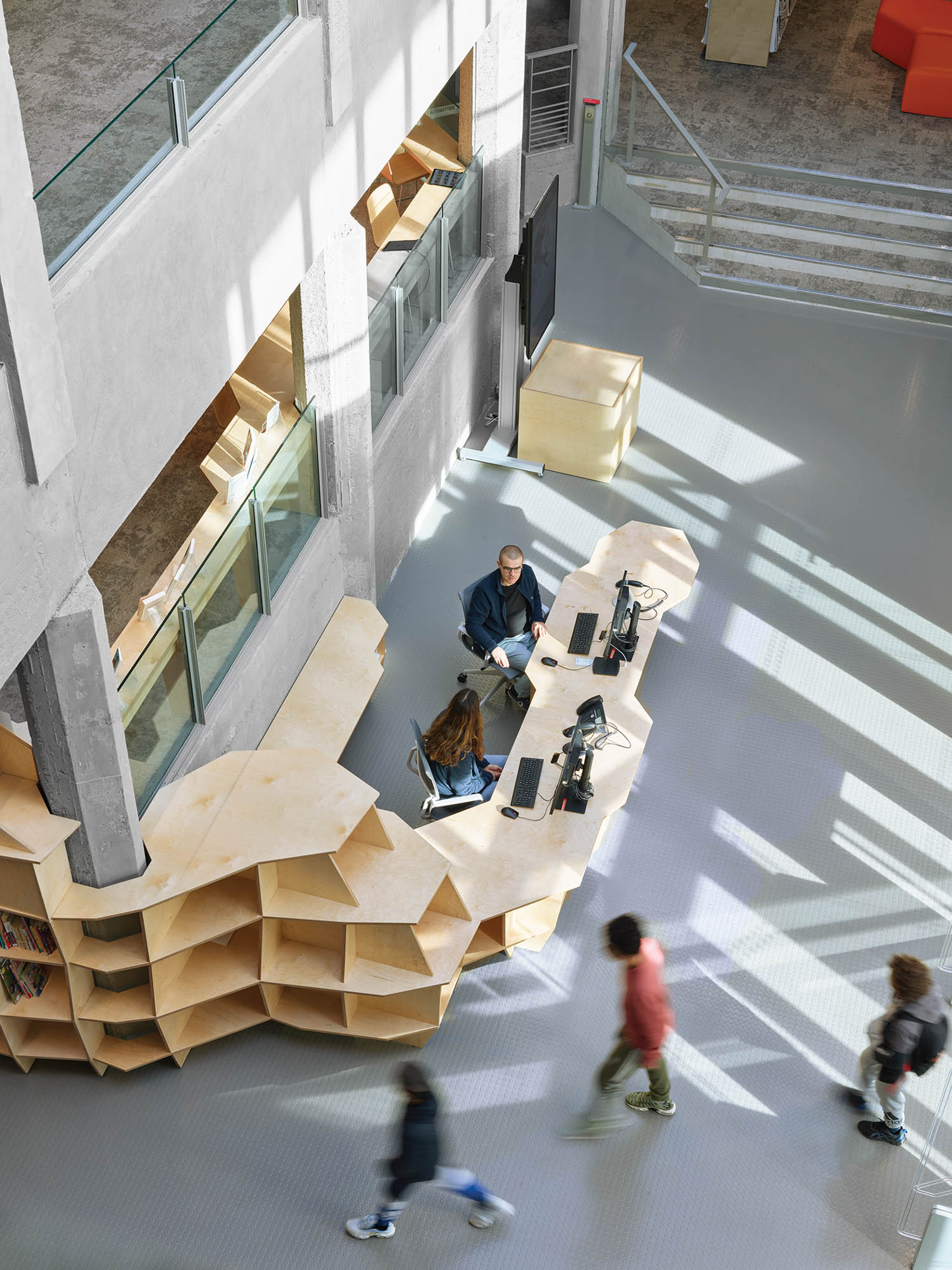 aerial view of the librarian desk