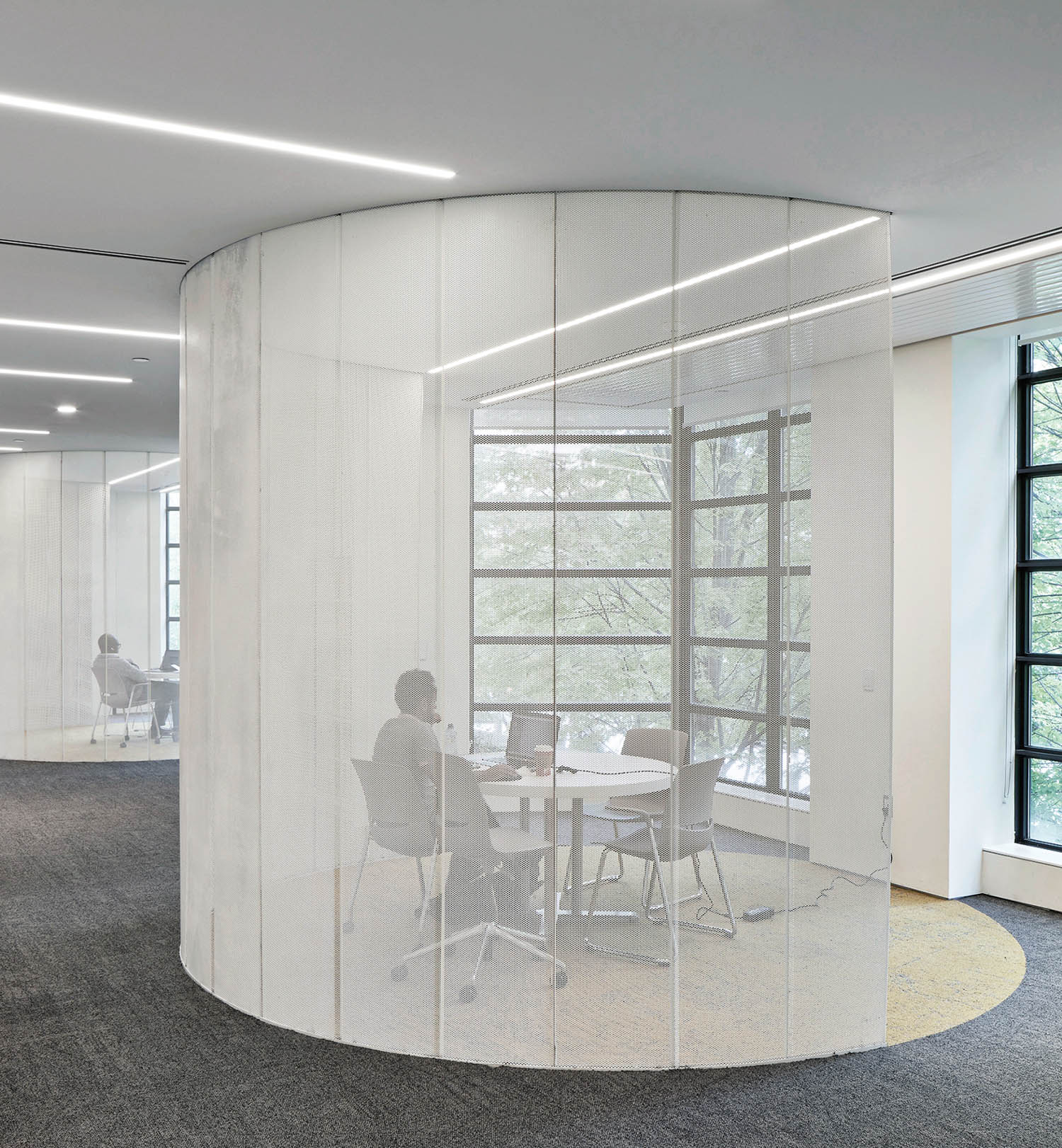 curved study area for people to take conference calls