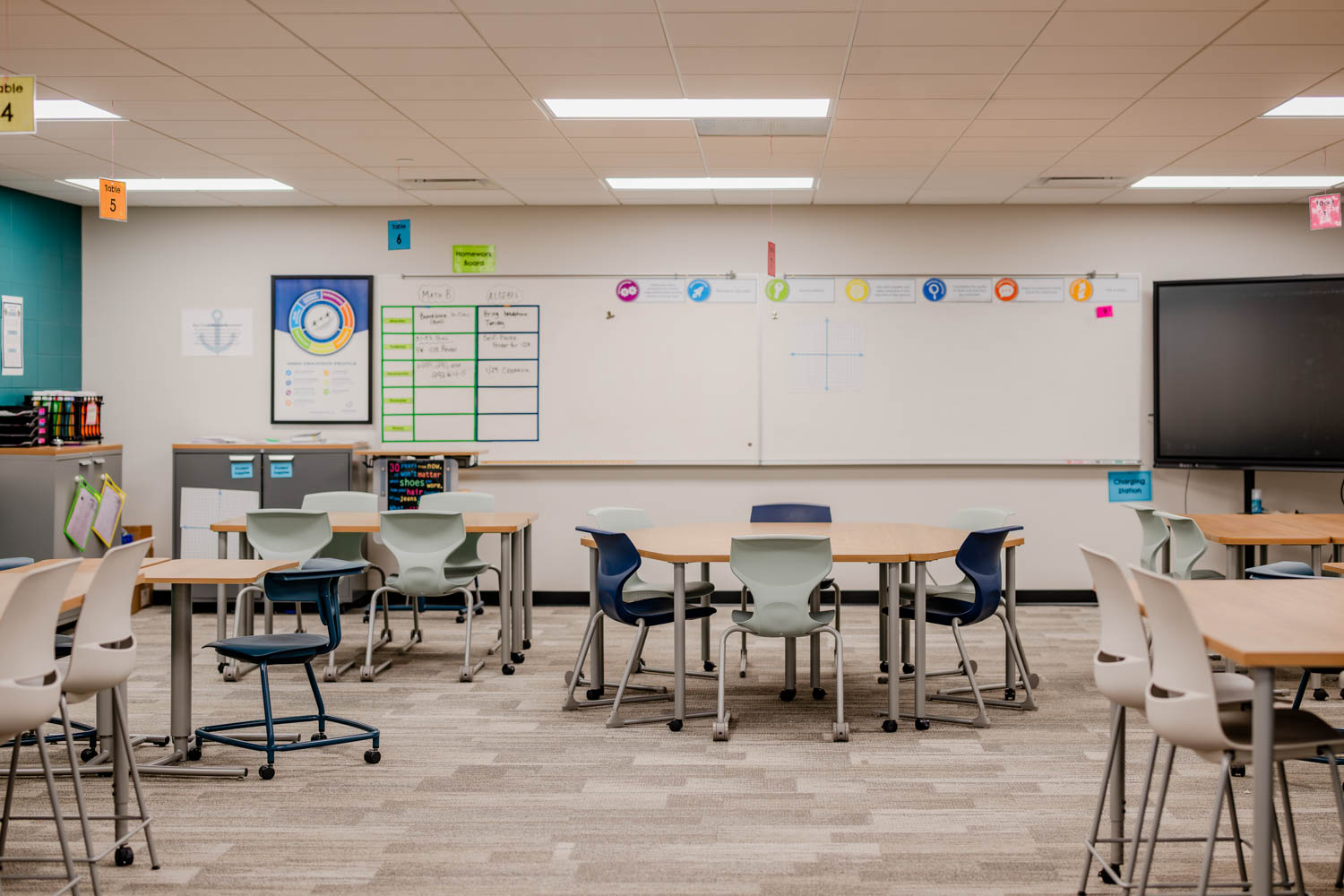 multiple chairs in a classroom setting