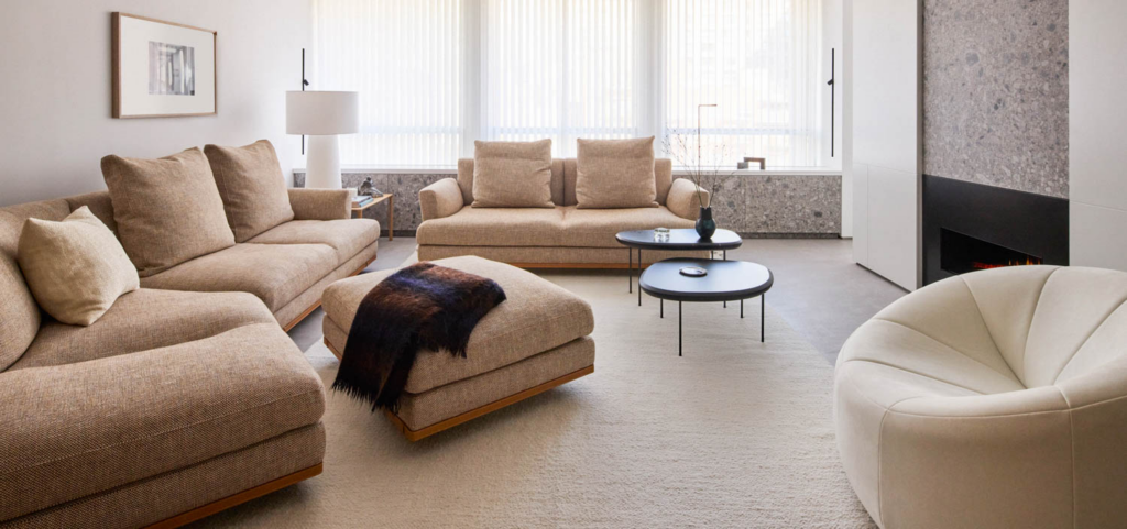 living room with neutral furnishings