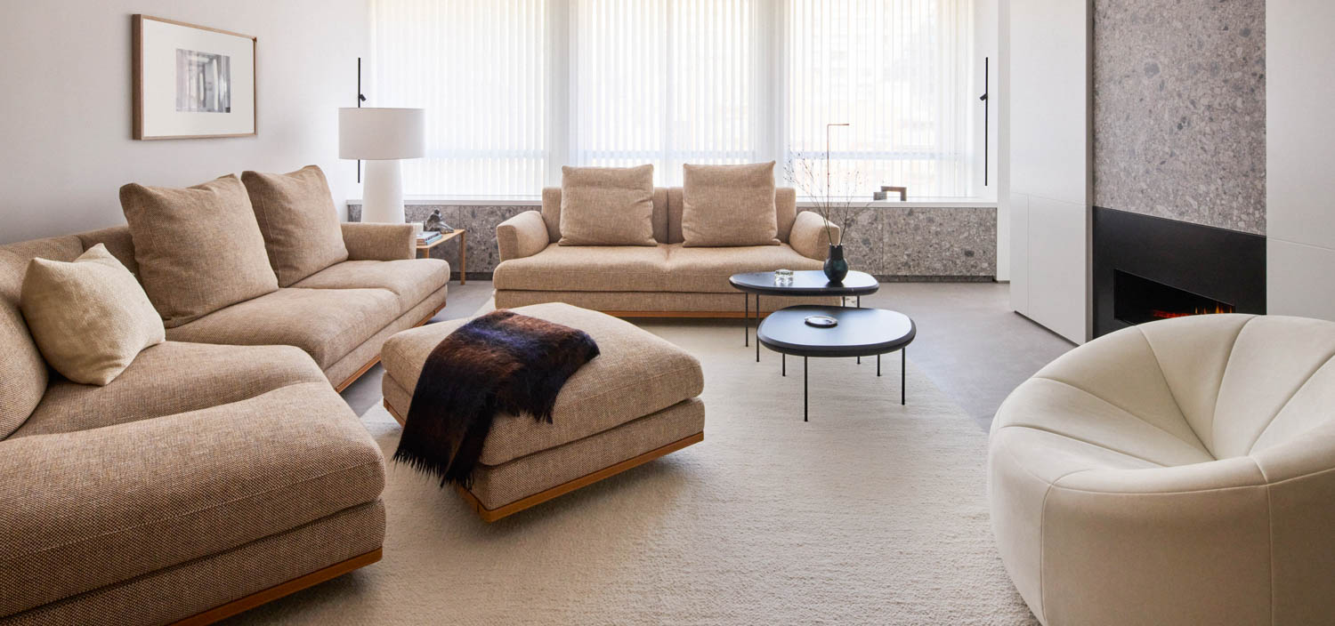 living room with neutral furnishings