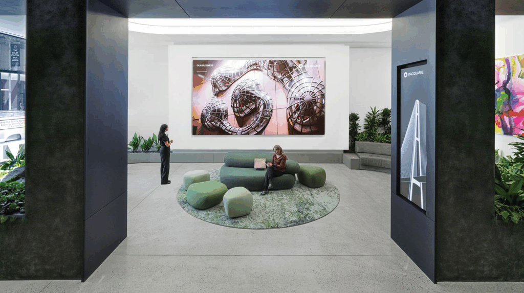 large painting in a lobby area