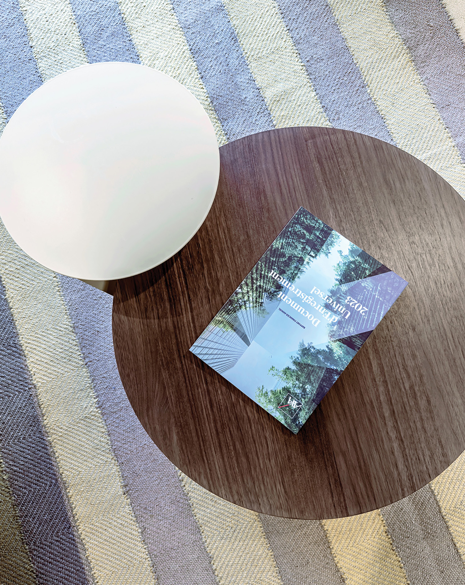 A book on a table.