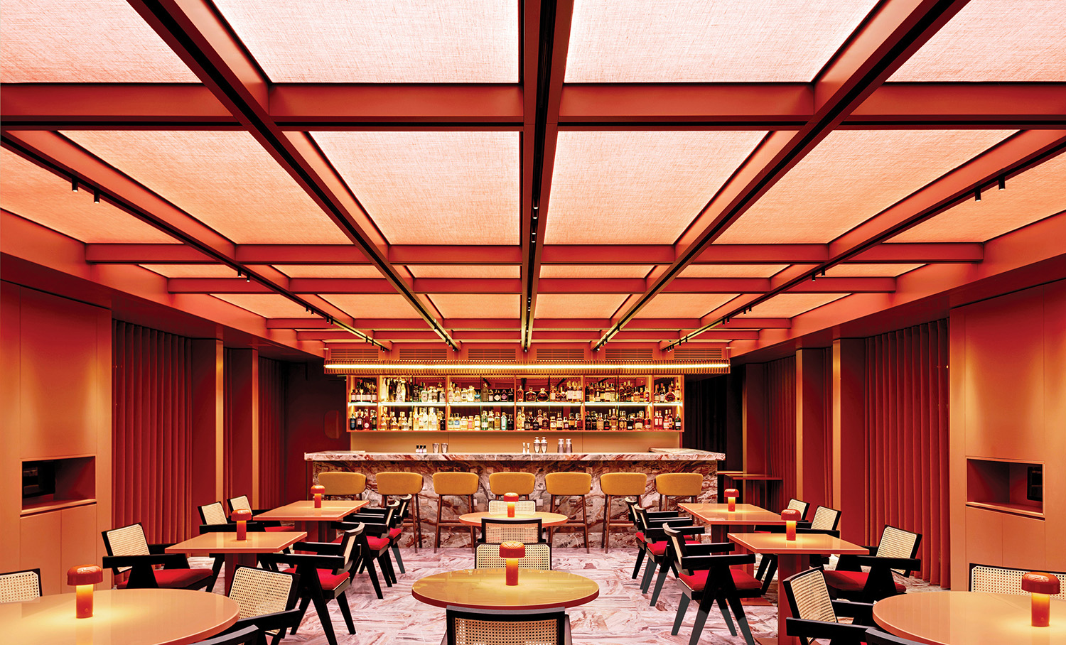 A restaurant with a bar and a bar.
