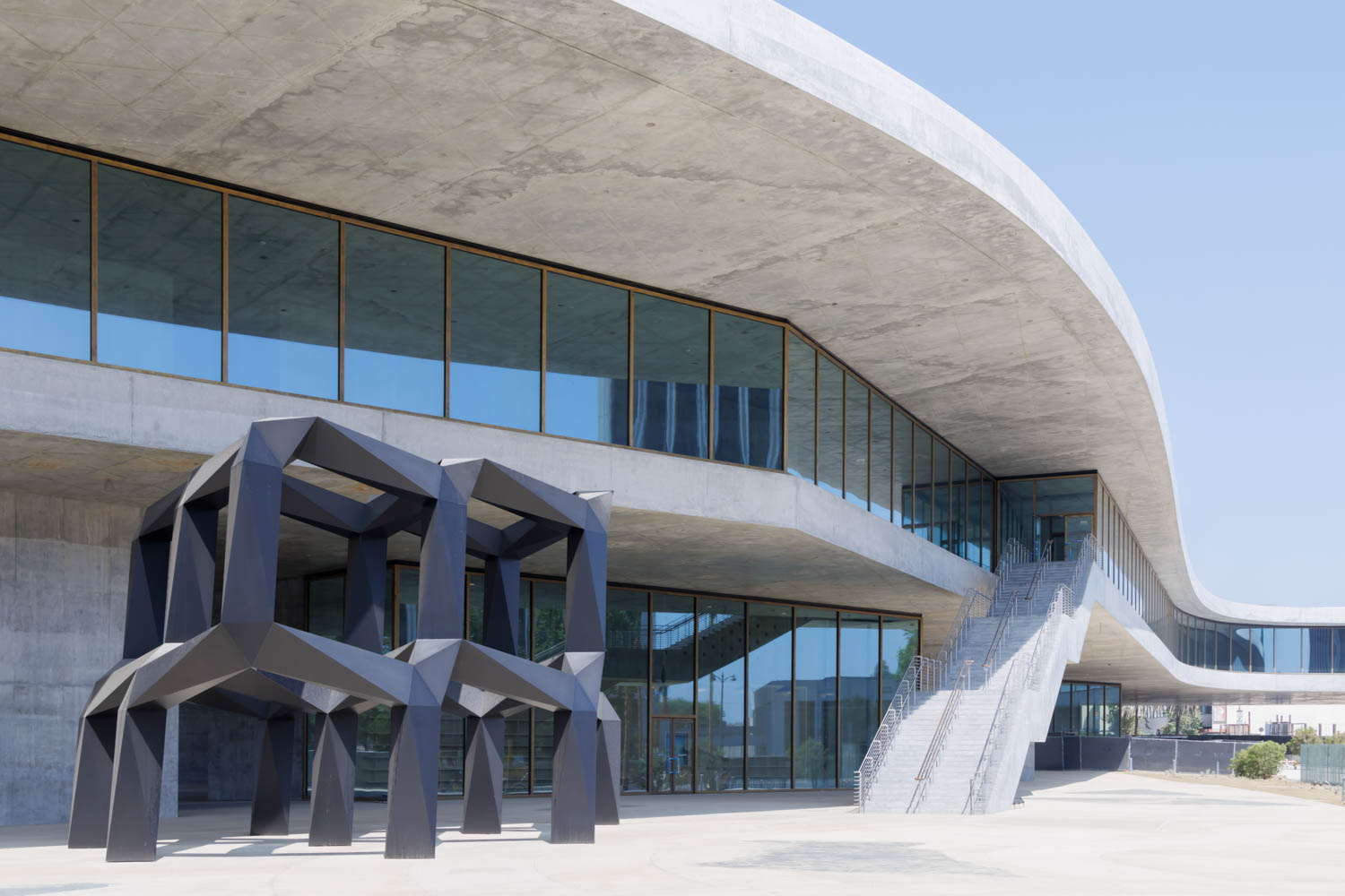 exterior of LACMA with artwork