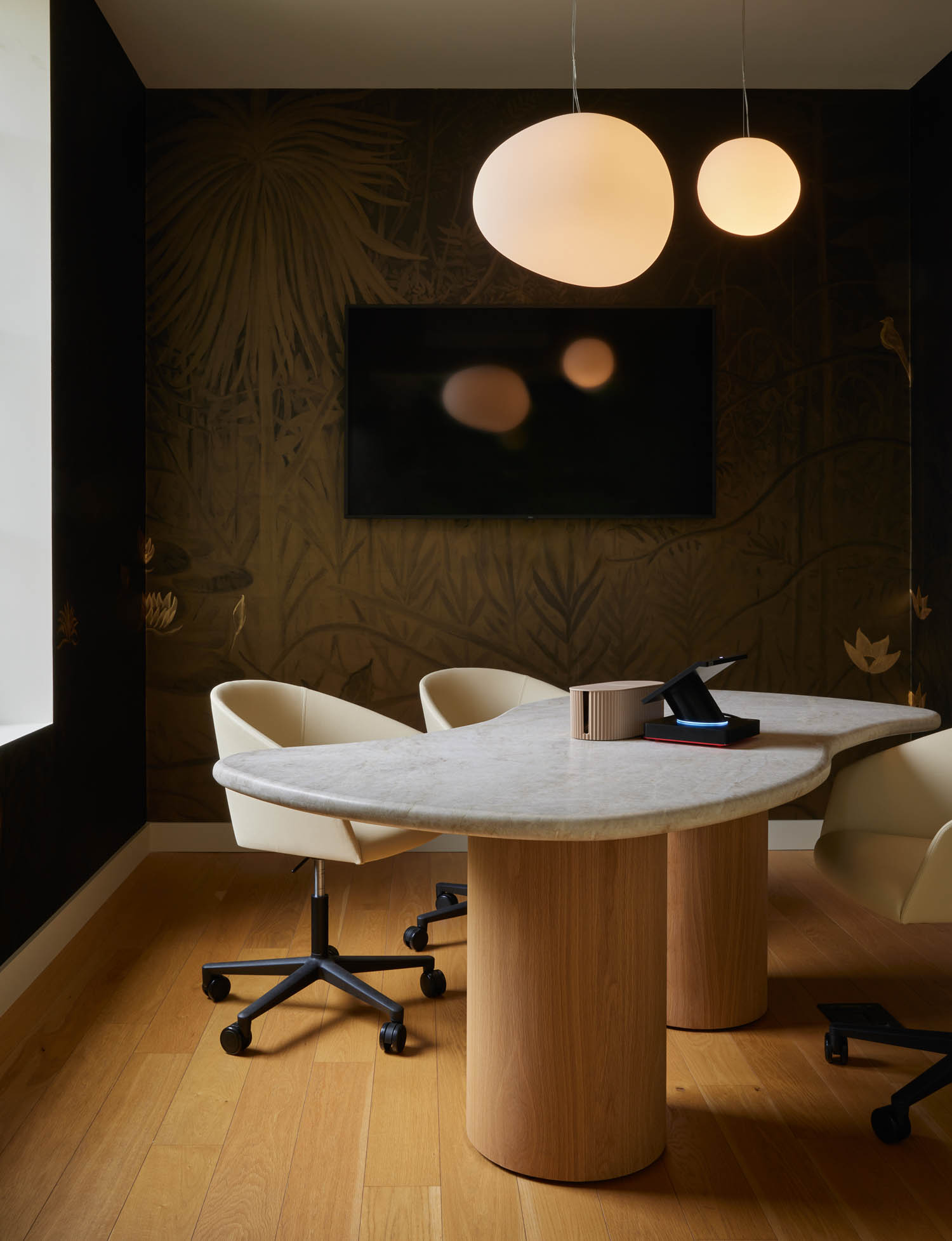 conference room with white table