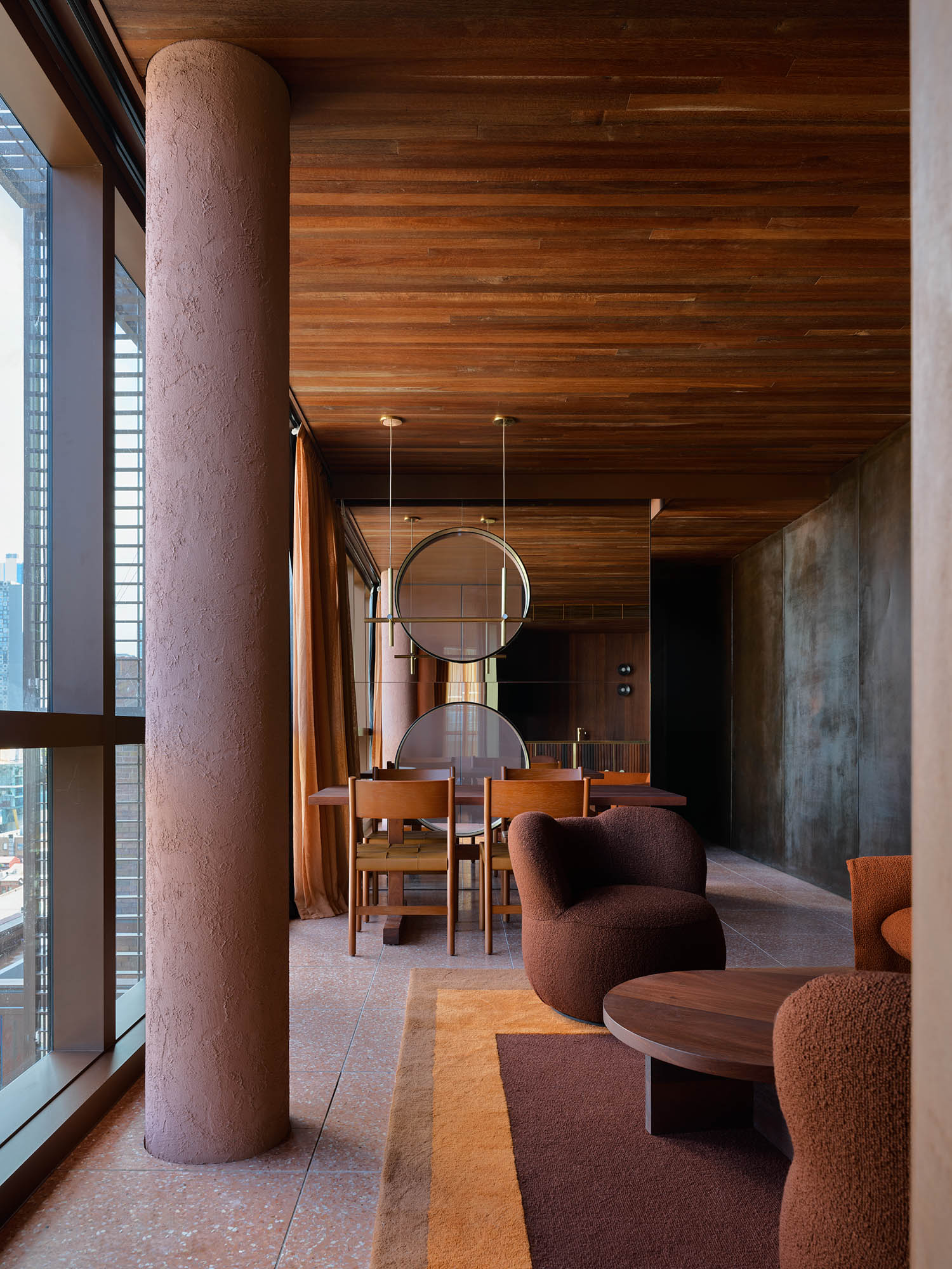 room with seating lounge and tables
