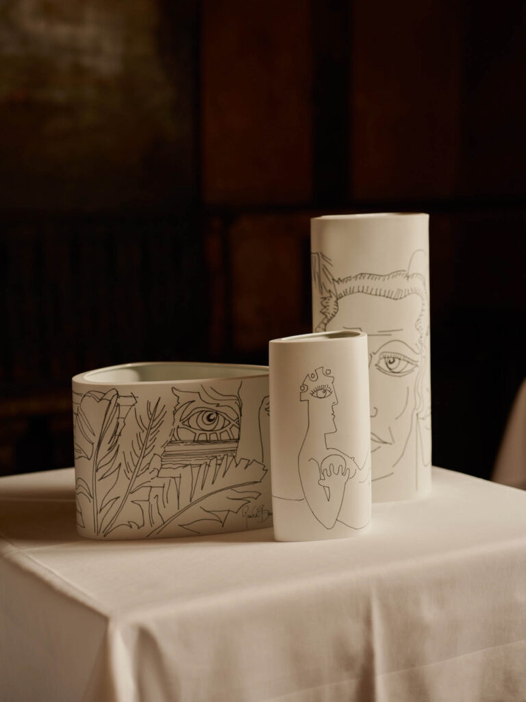 closeup of vases