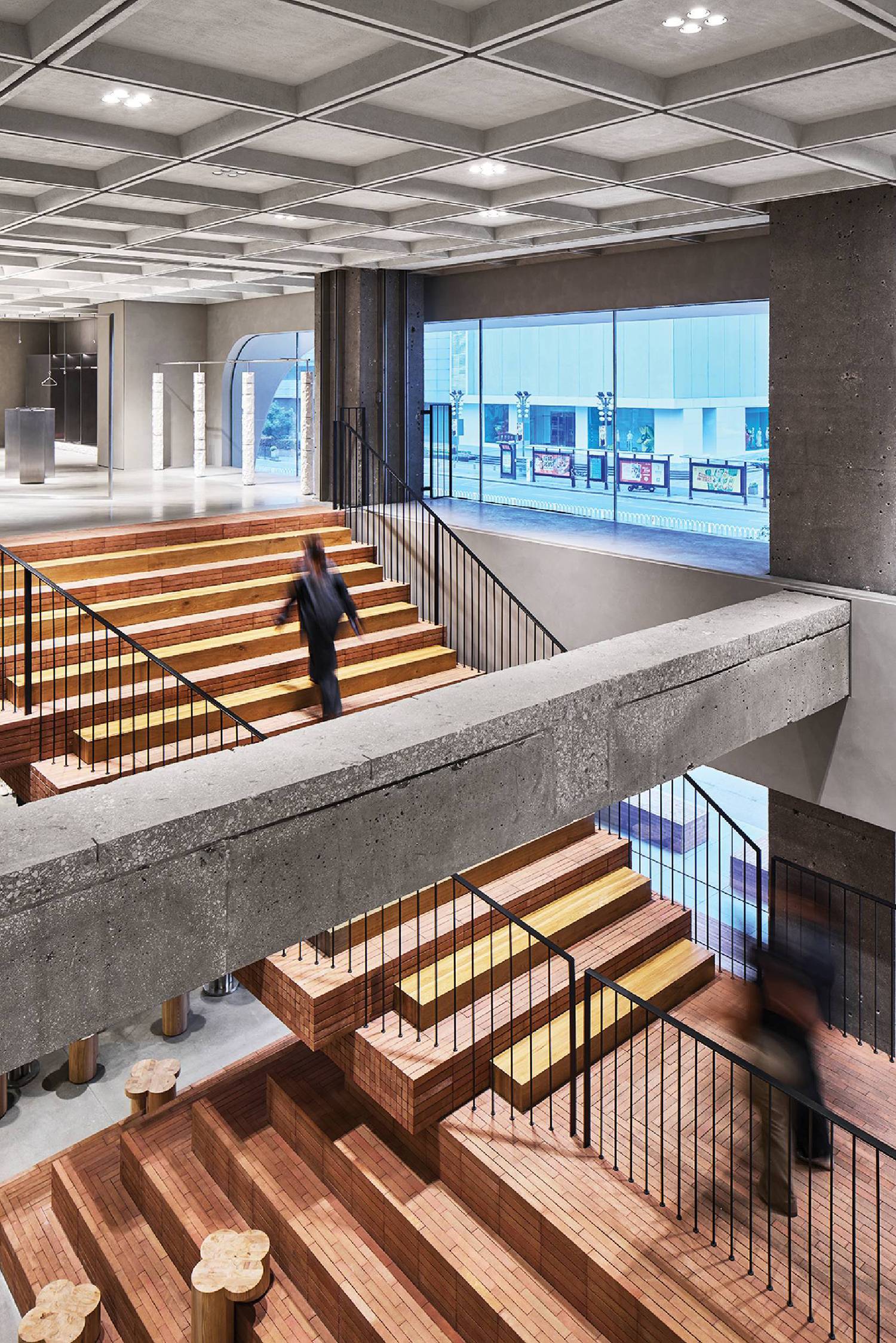 The interior of the new building, with stairs and stairs