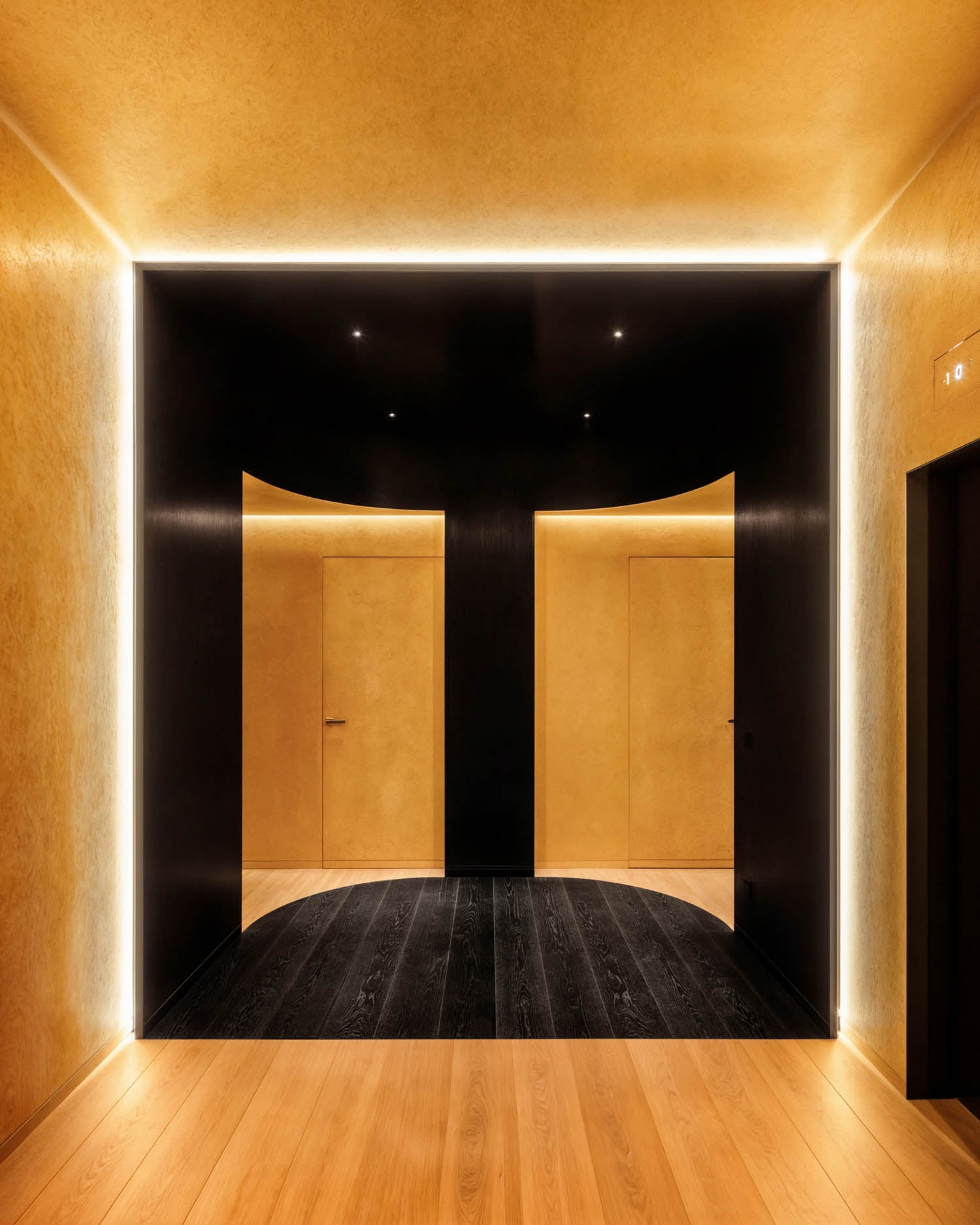 wooden structure with lit up background