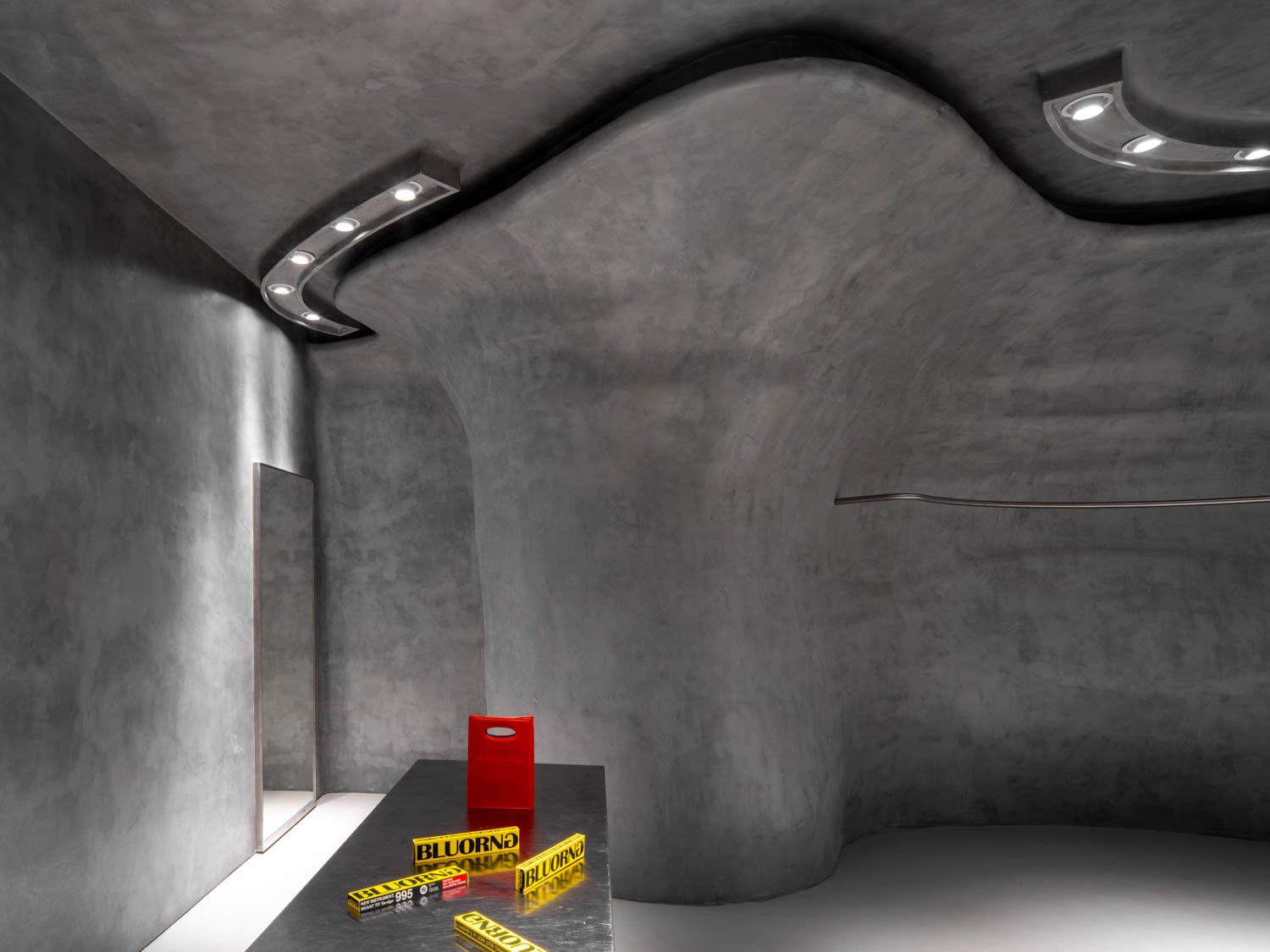 area with brightly colored merchandise