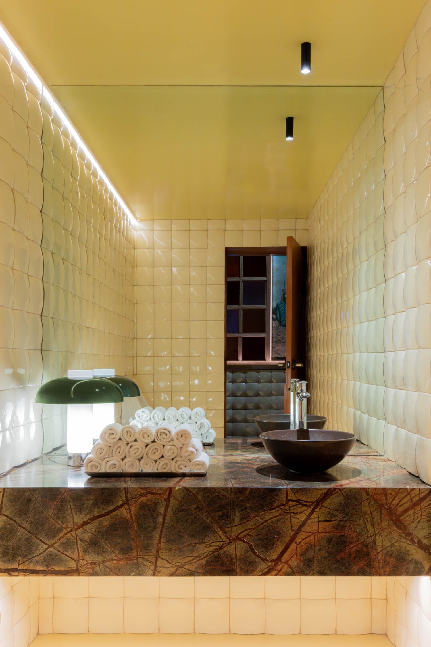 bathroom with smooth tile