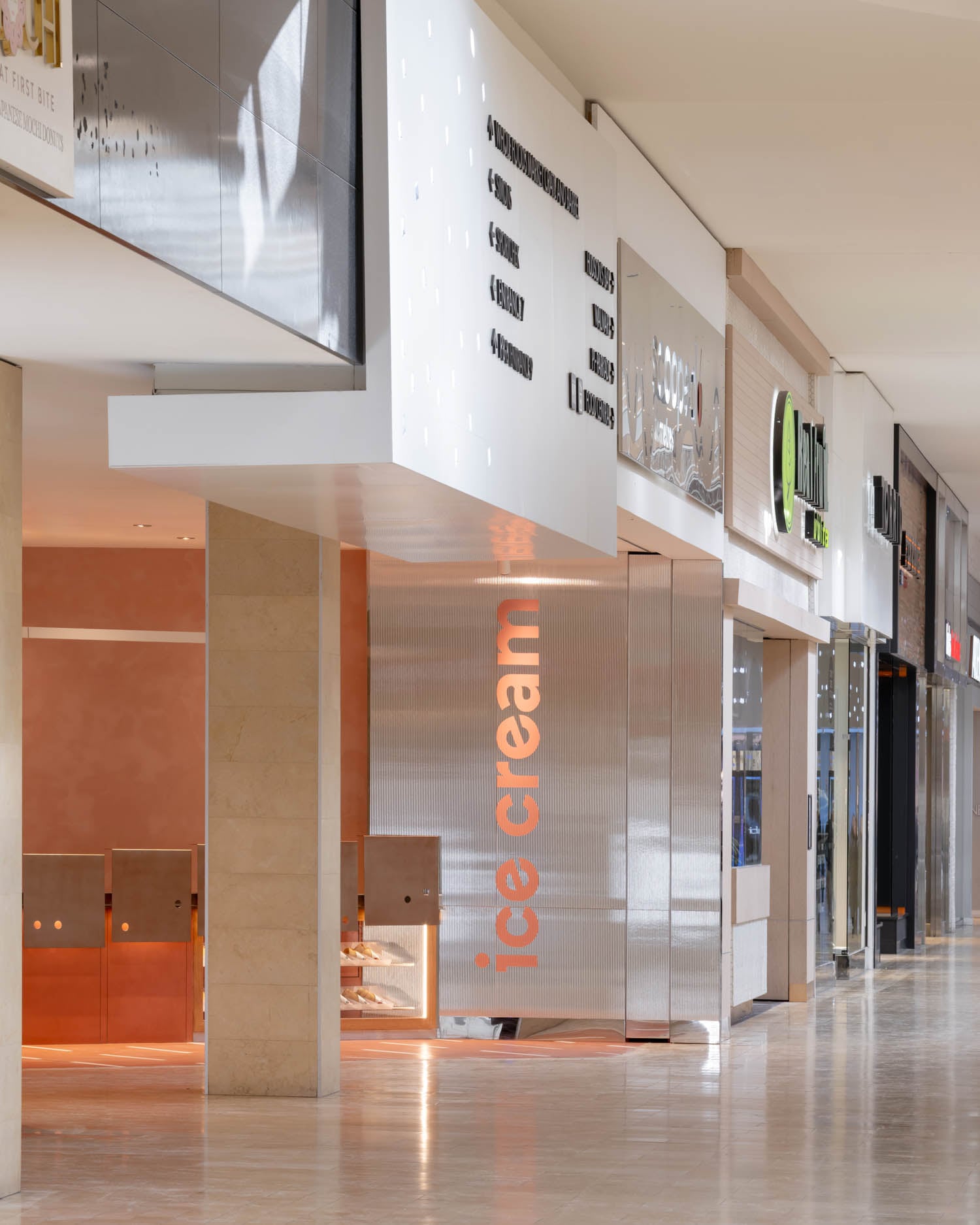 steel panels decorate this ice cream store