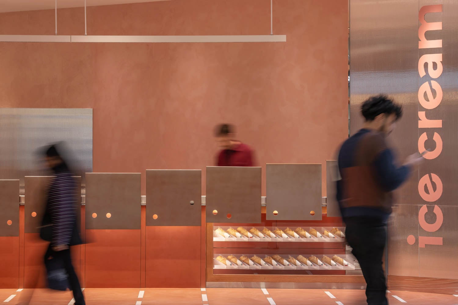 metal panels outside ice cream shop