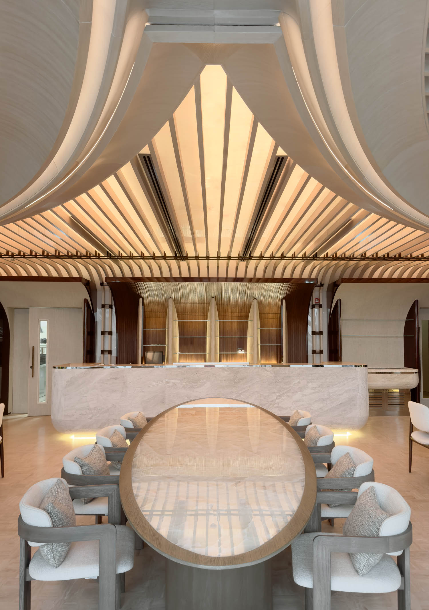 dining area with drapes