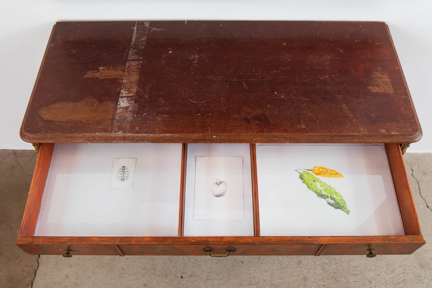 drawer with art pieces
