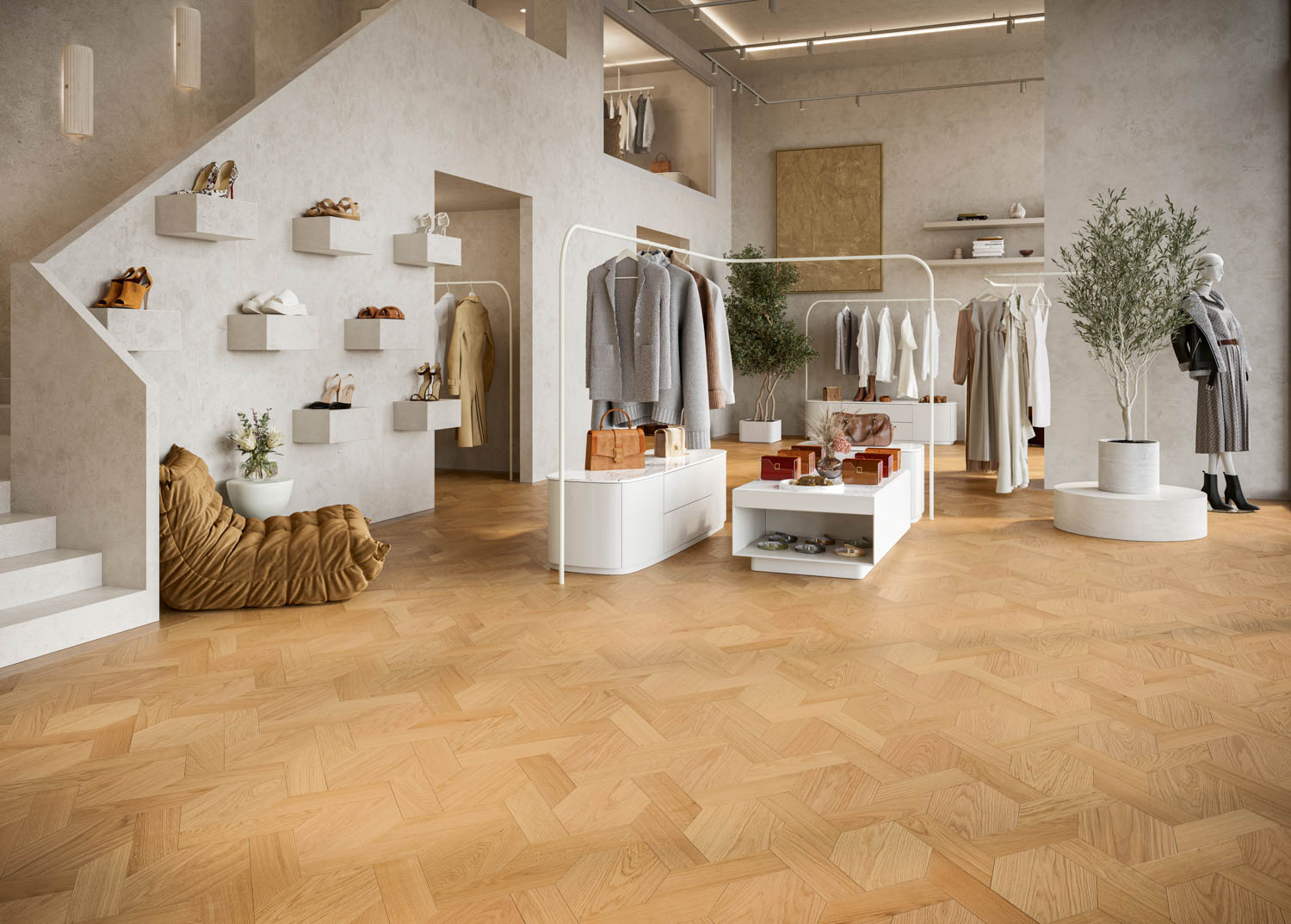 showroom with wooden flooring