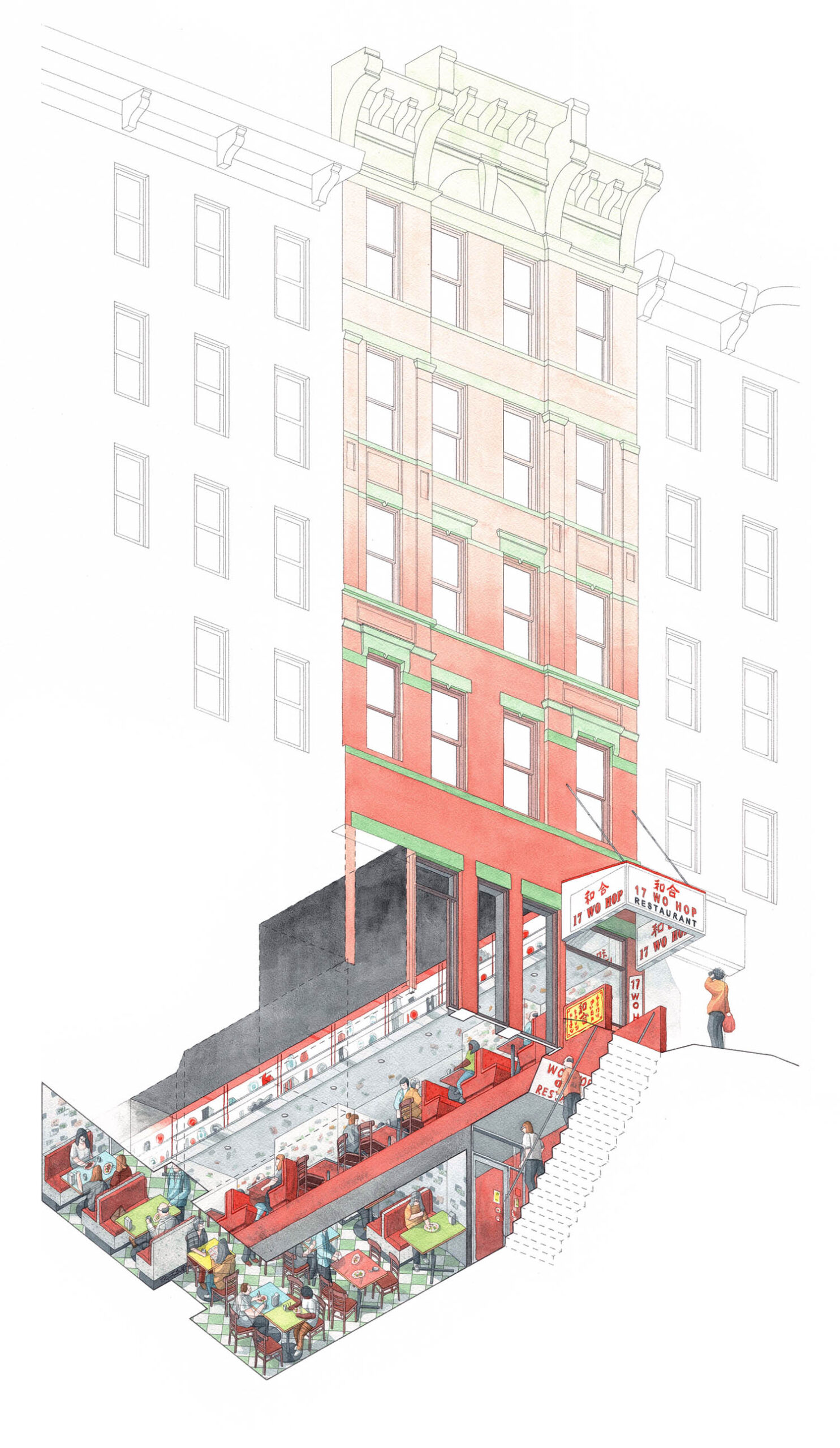 Axonometric of restaurant
