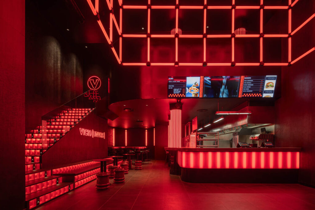 Vicio Burger Club bar in all red