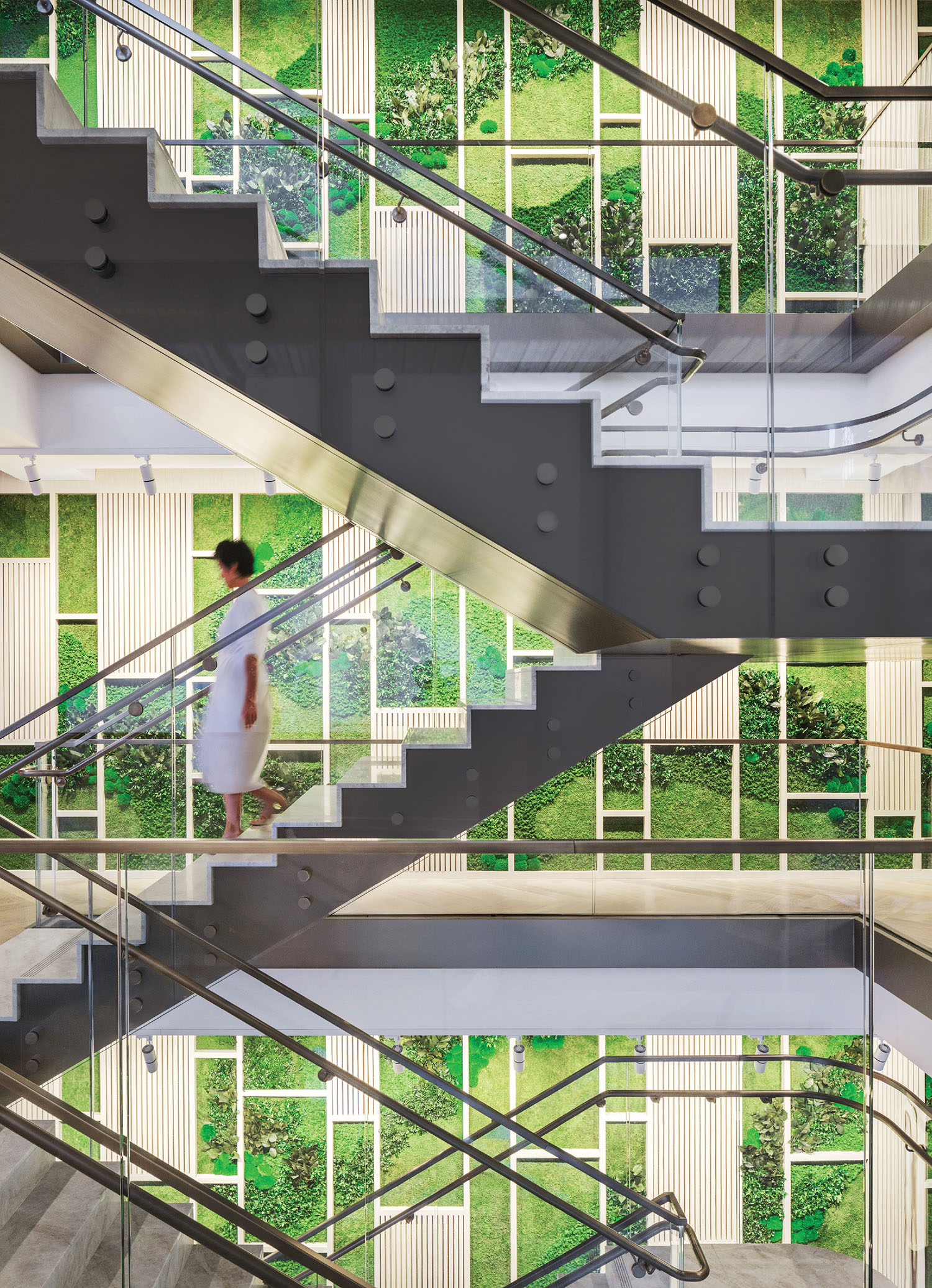 A man walking down a set of stairs
