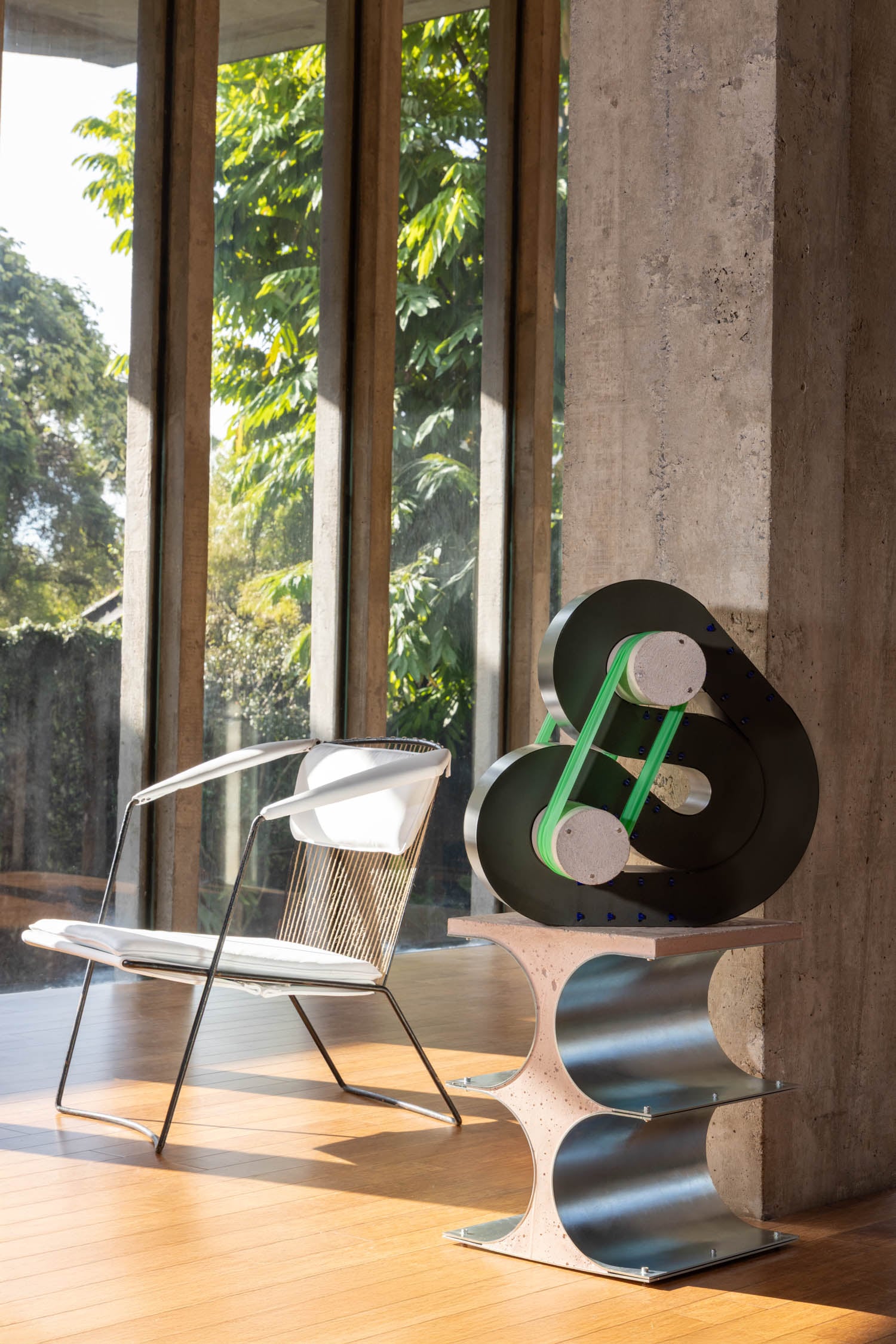 closeup of art piece by table