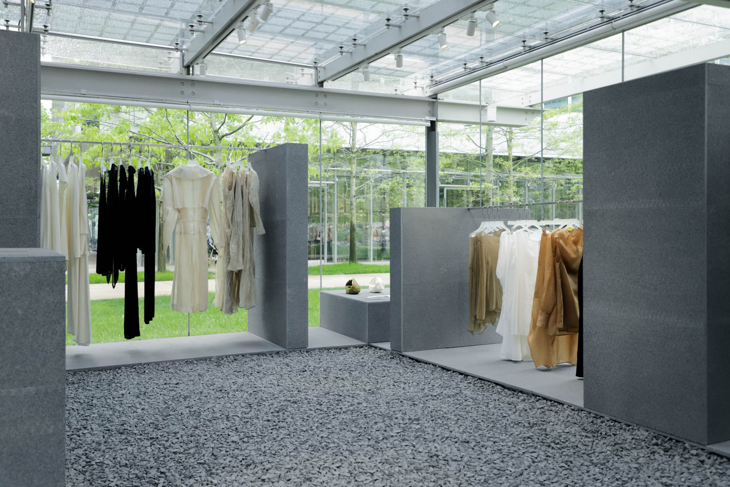 exhibit showroom with clothes
