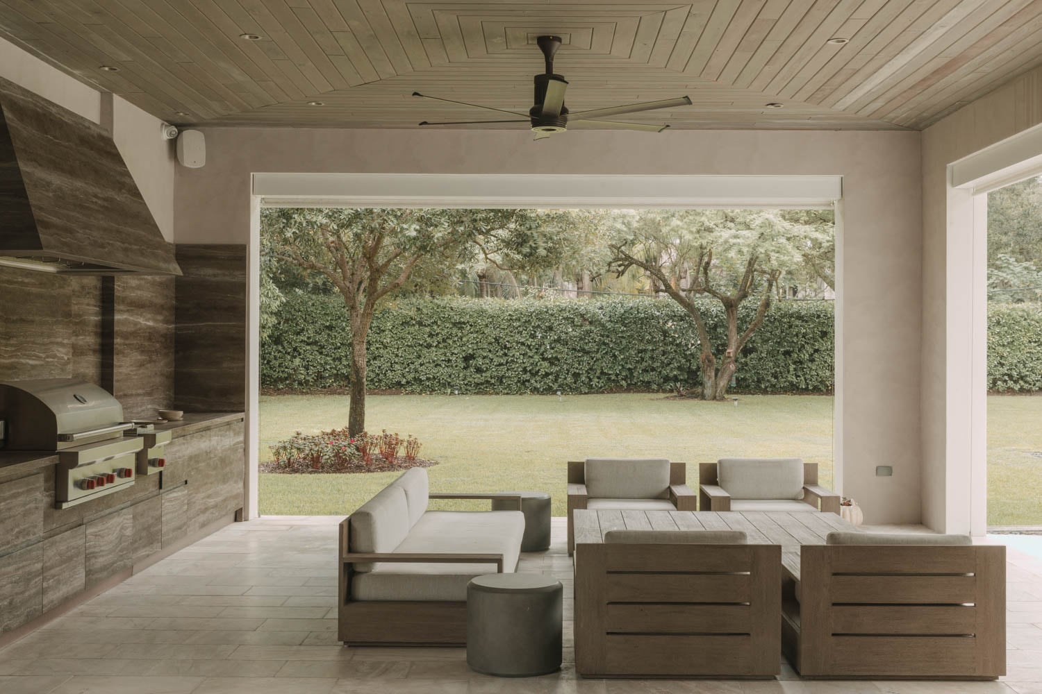 outdoor kitchen area with gazebo and view of the surroundings