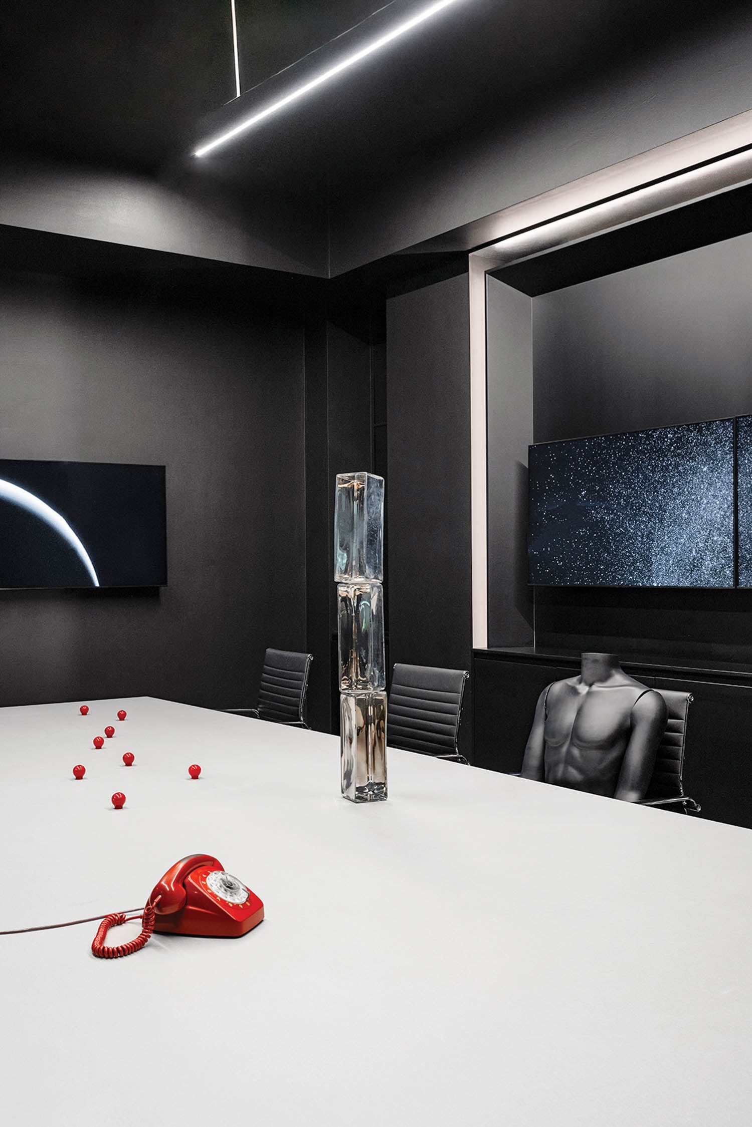 conference room with red phone