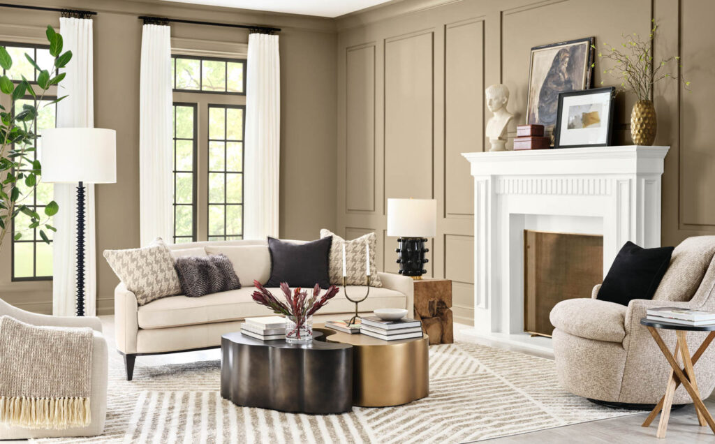 living room with Sherwin-Williams 2026 Color of the Year