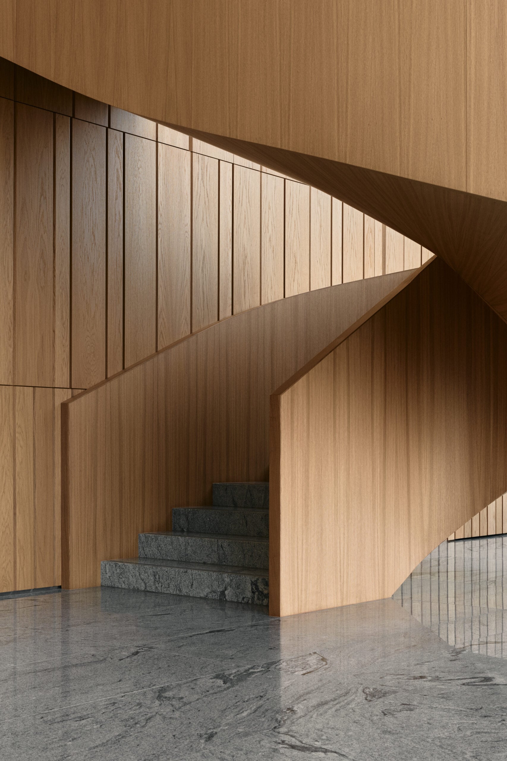 wooden staircase with tick balustrades