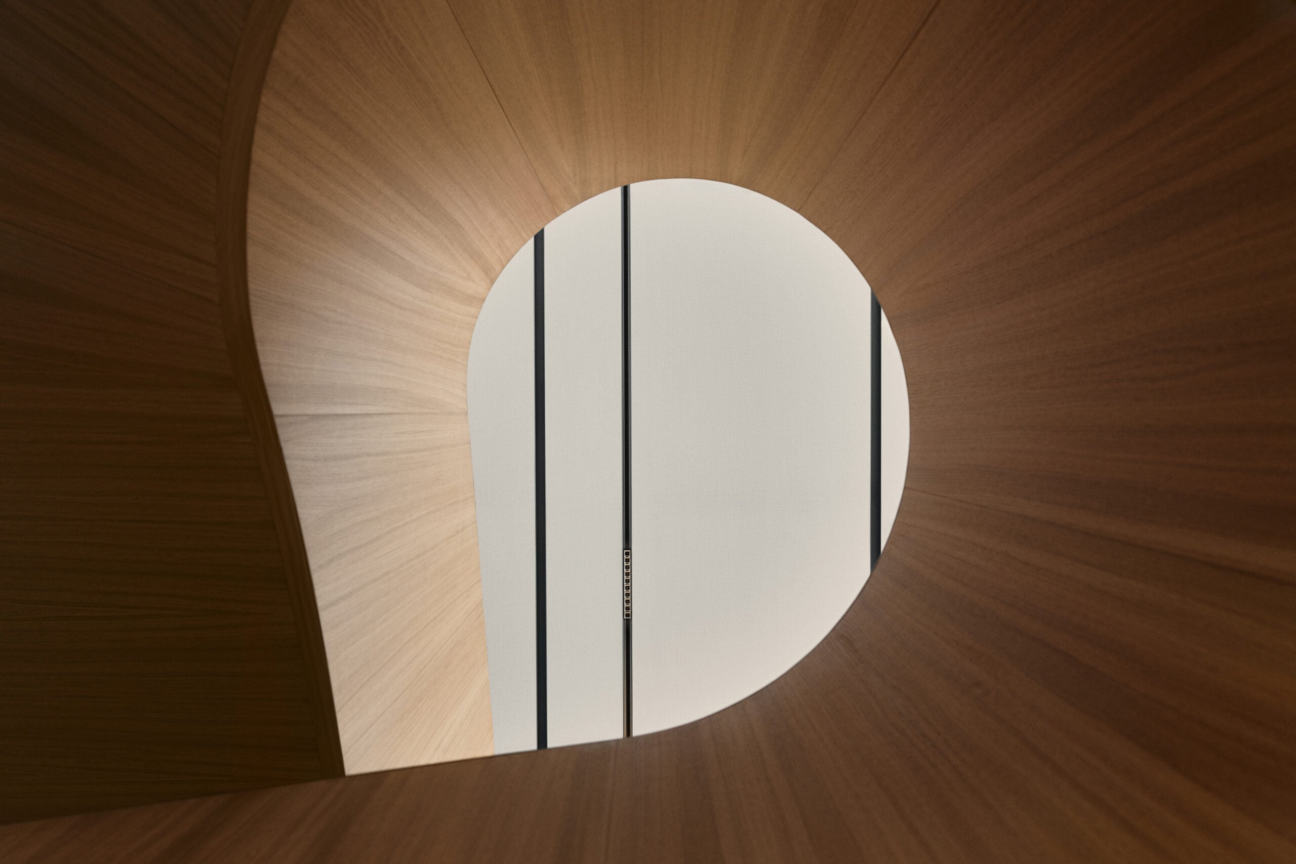 view of the ceiling panels shaped in a swirl