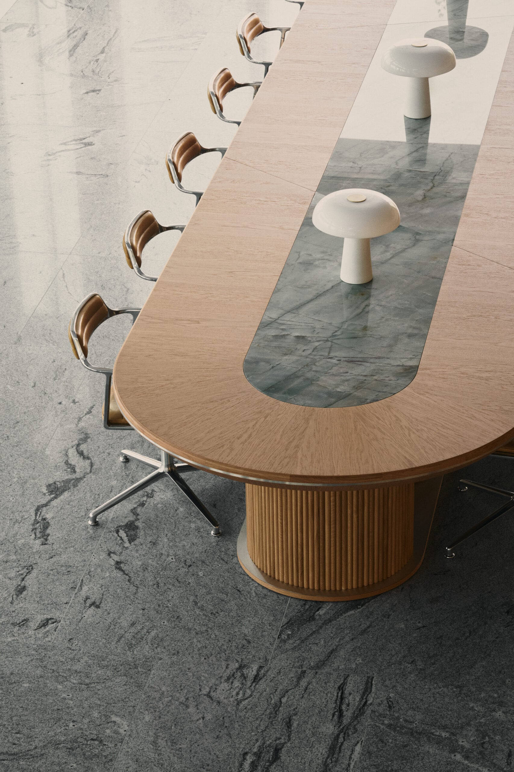 conference room with oak table