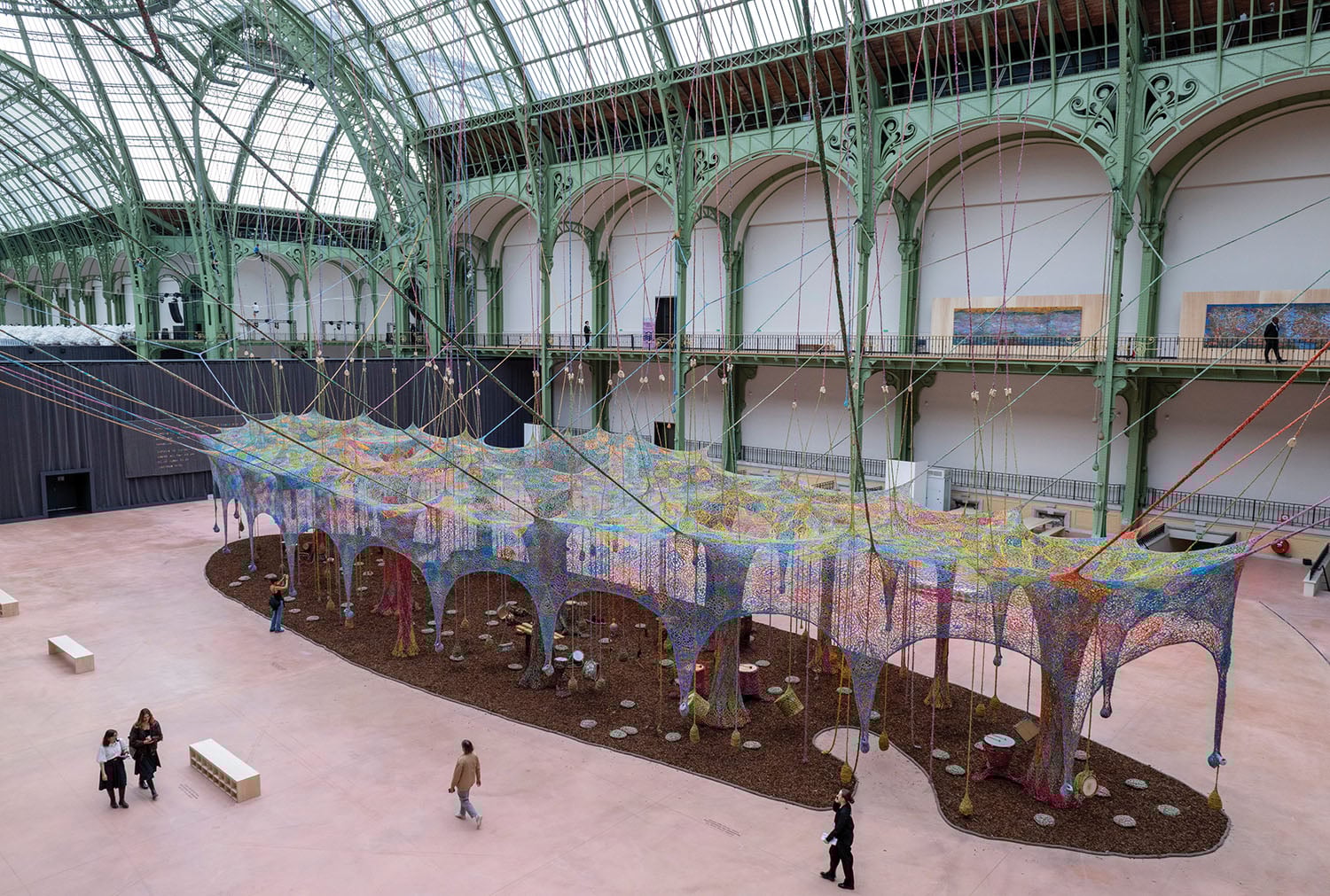 A large room with a large sculpture of a fish.