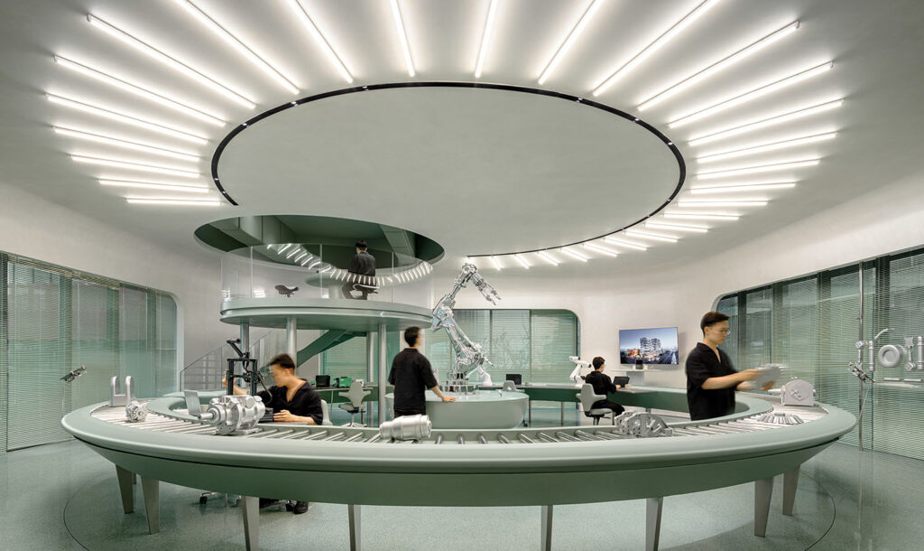 A large circular table.