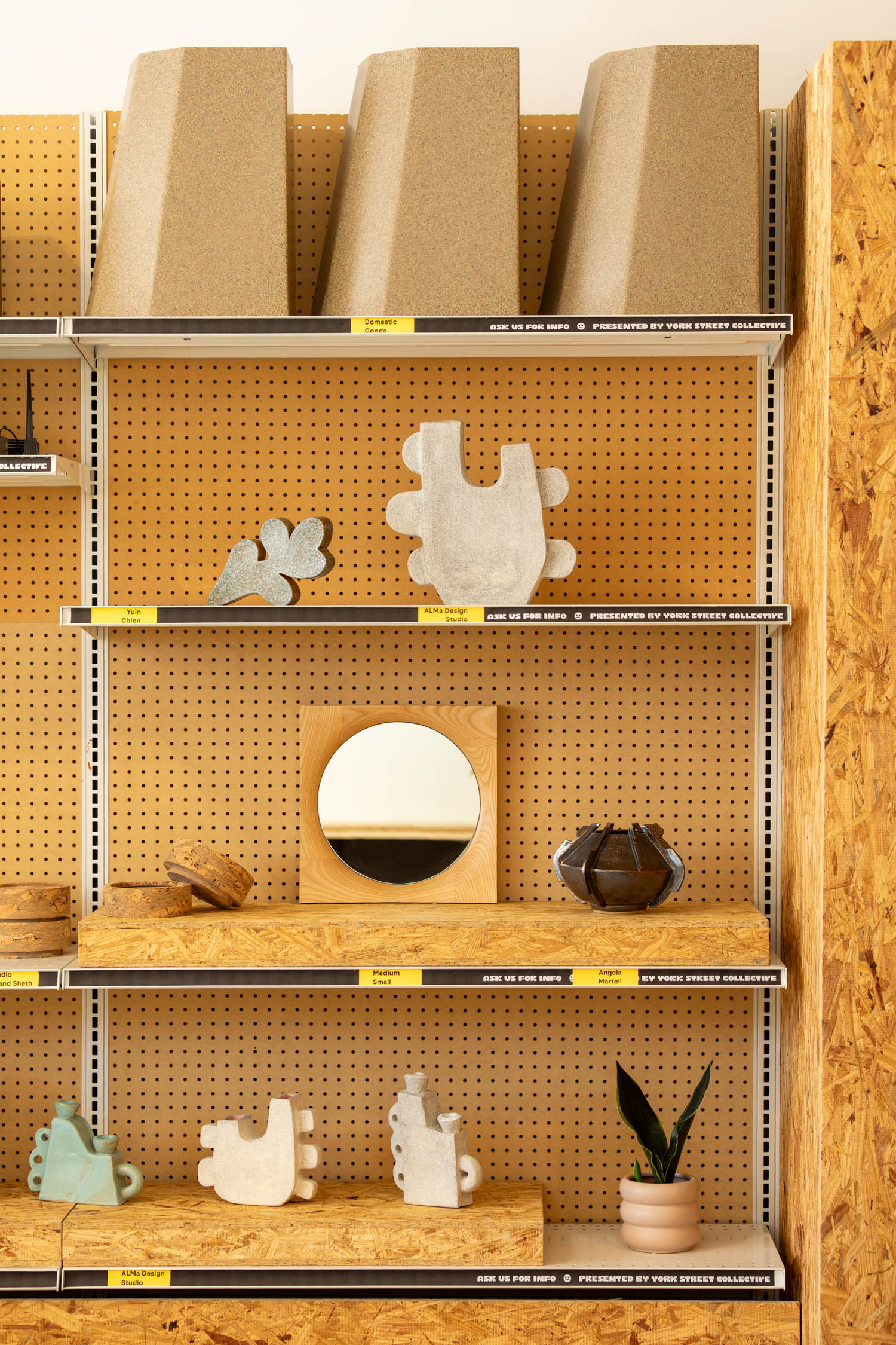 shelves with multiple items