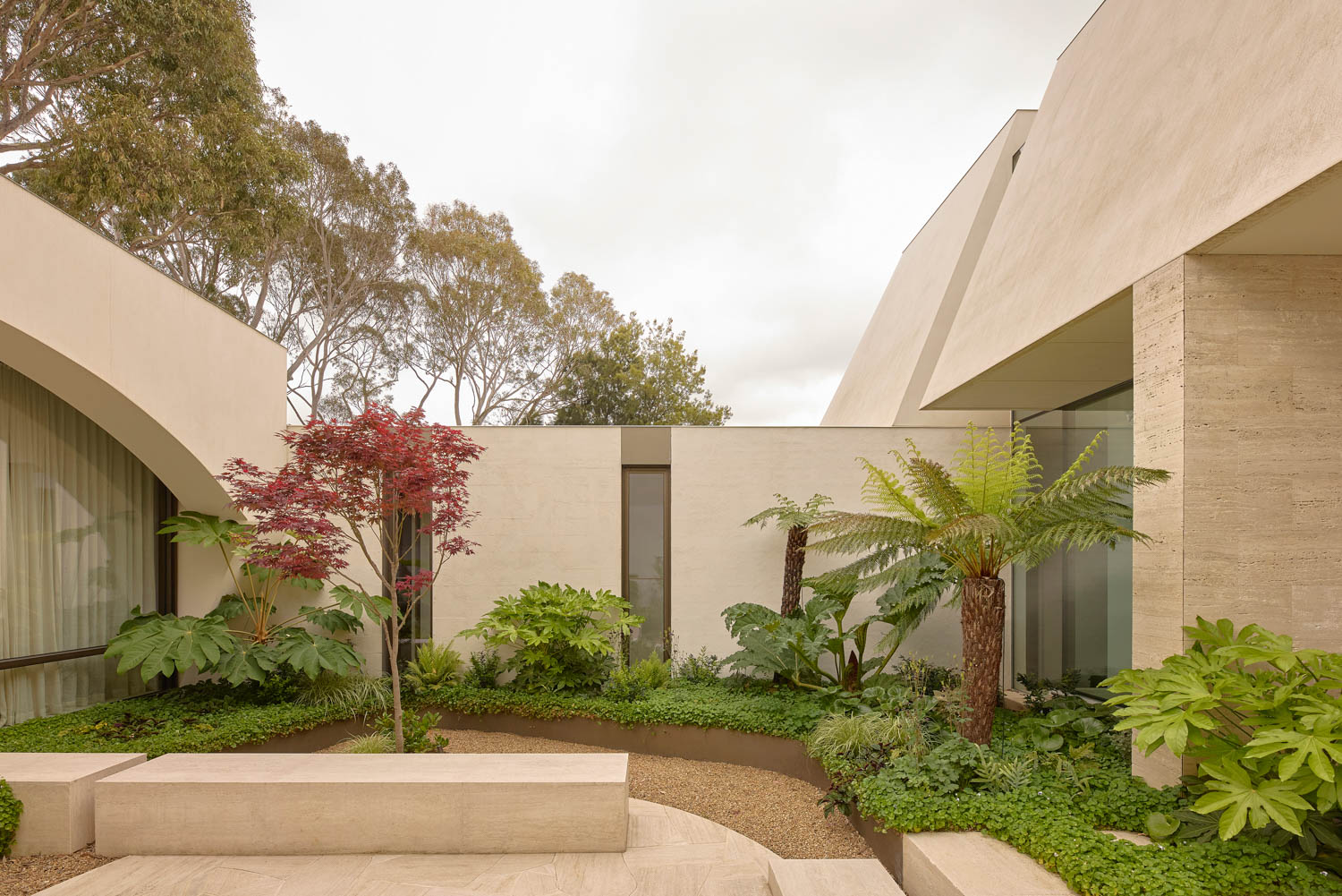 courtyard with lots of shrubbery