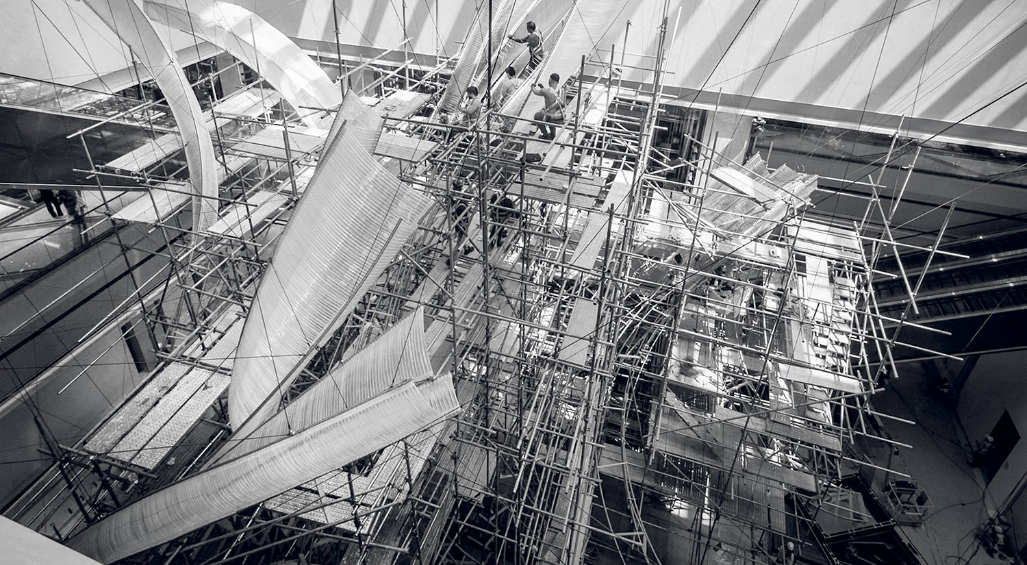 A black and white photo of a building